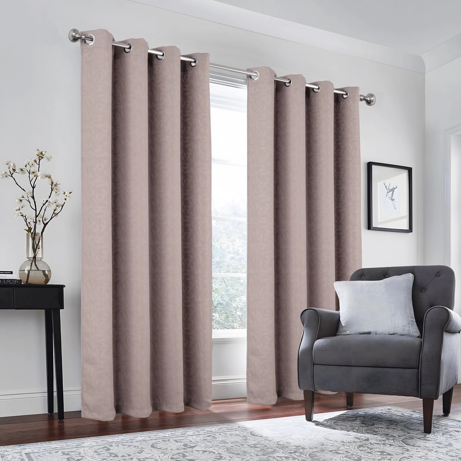 RT Designers Collection 100% Polyester 190 GSM Marina Revisible Blackout Grommet Curtain Panel 54" x 84" Taupe