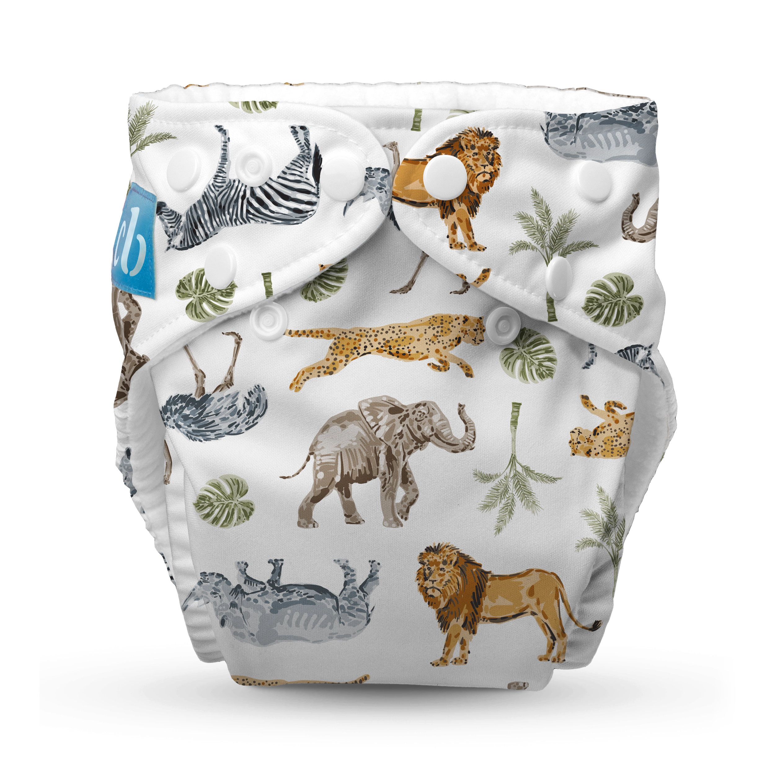 Charlie Banana One-Size Reusable Cloth Diaper with Fleece Lining - Wildlife (Pack of 1)