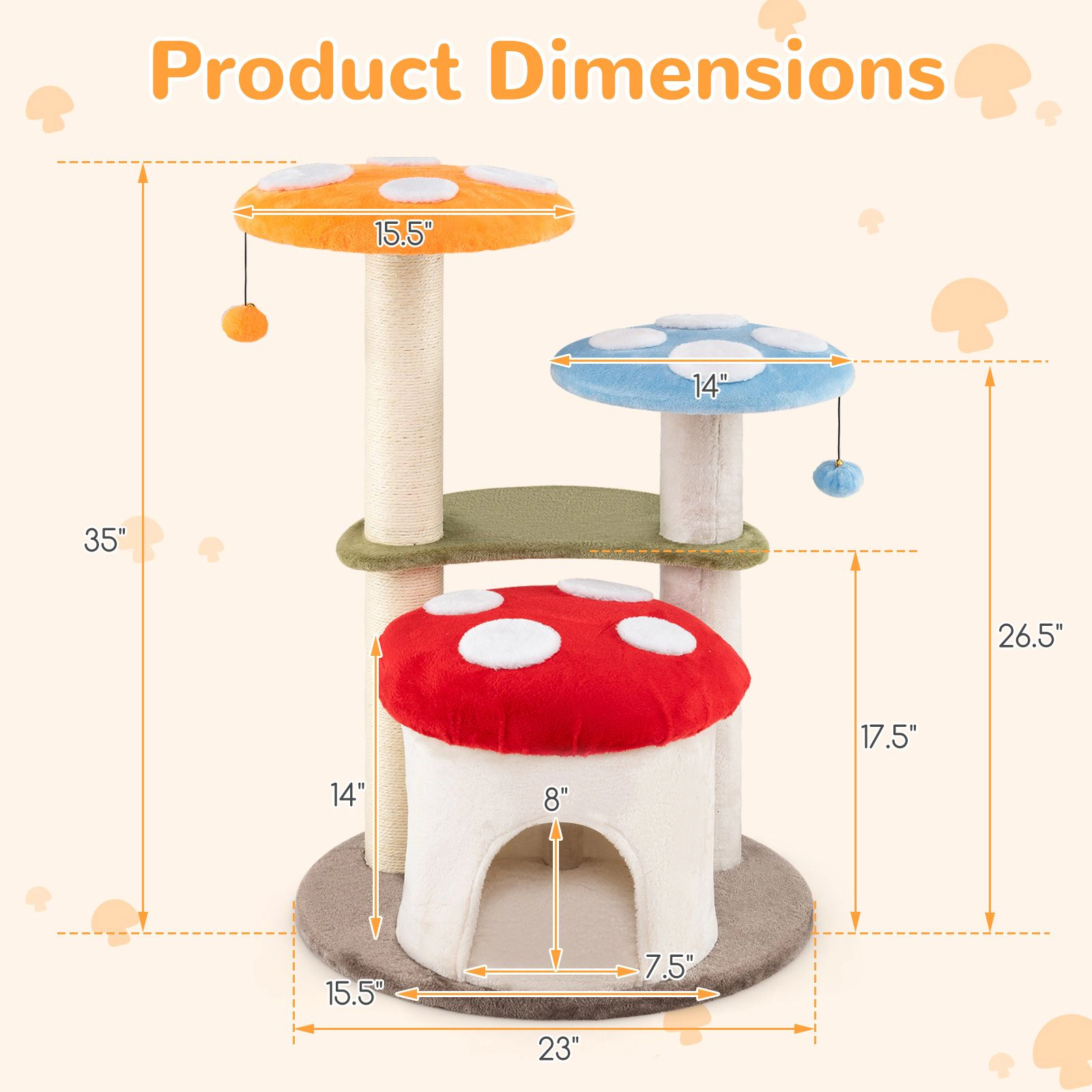 SlickBlue 6-Level Cat Tree with Plush Condo, Padded Perches & Bell Toys