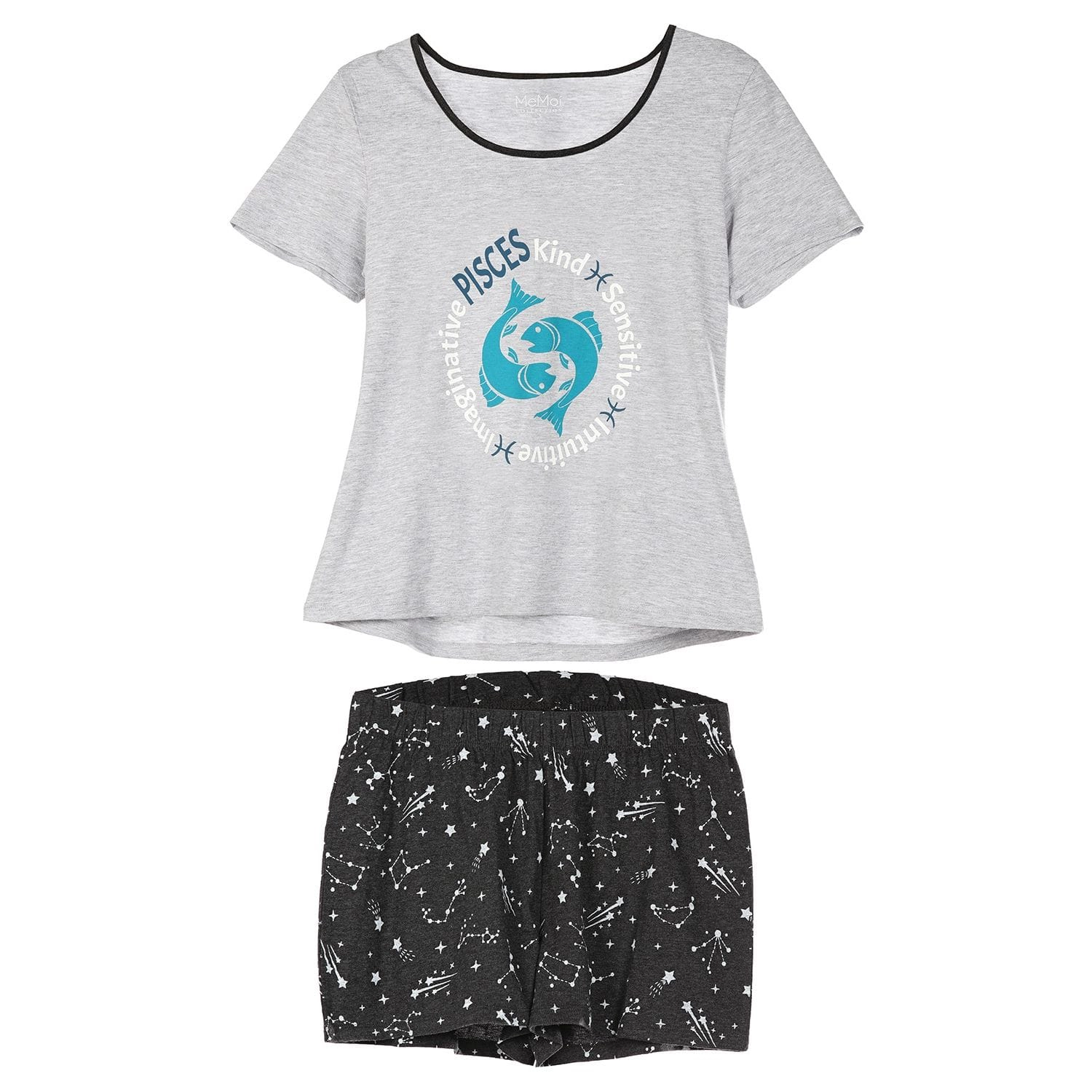 MeMoi Women's Pisces Zodiac Sign PJ Short Set
