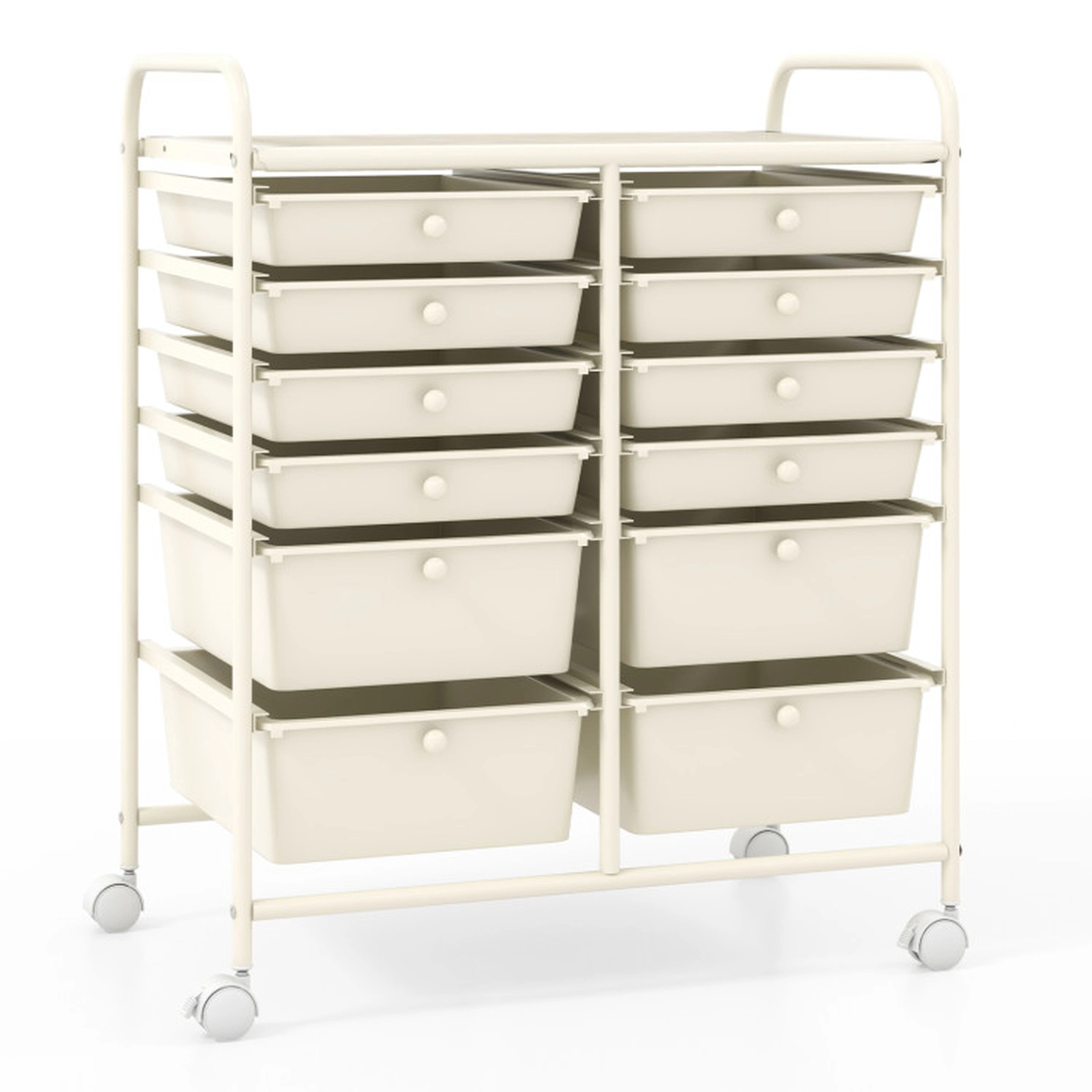 SUGIFT 12-Drawer Rolling Storage Cart with Lockable Wheels and Two Drawer Depths