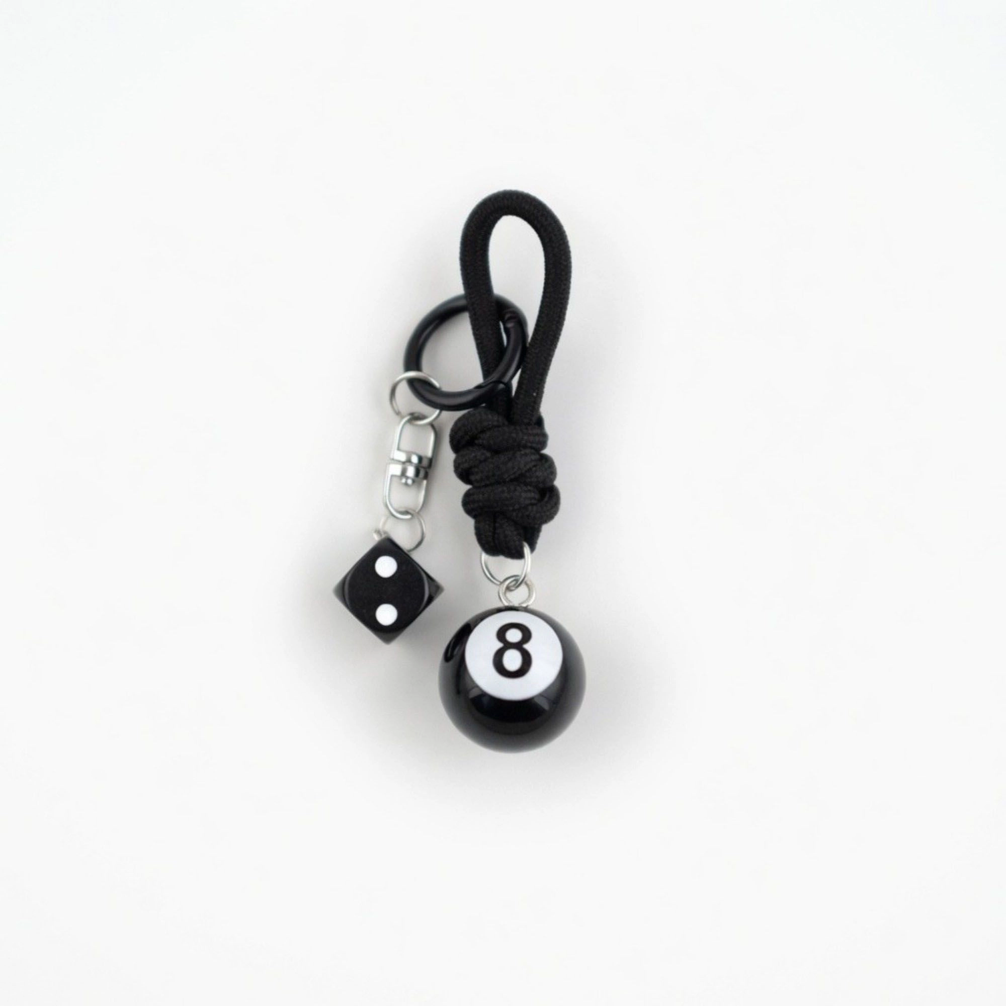 Alilang Women's Eight Ball Dice Keychain with Rope Loop Charm Beaded Key Ring Accessory