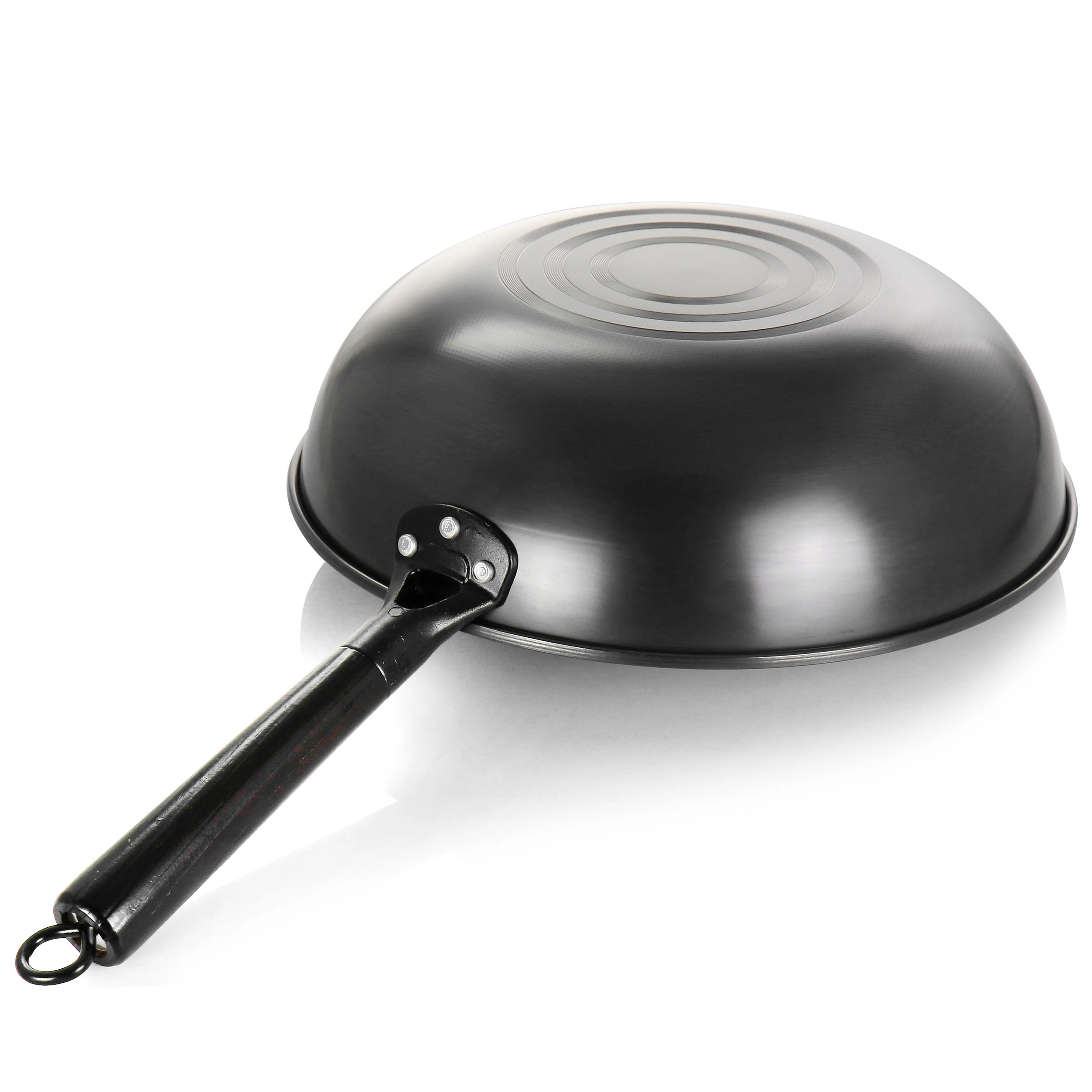 Gibson Home Debossed 13 Inch Heavy Gauge Carbon Steel Wok in Black