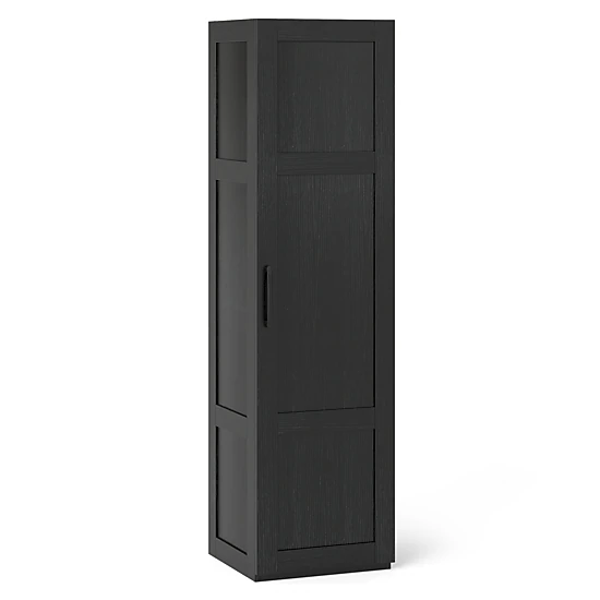 SUGIFT Black 110-lb Capacity 59-in Tall 4-Shelf Narrow Bathroom Storage Cabinet with Soft-Close Hinges