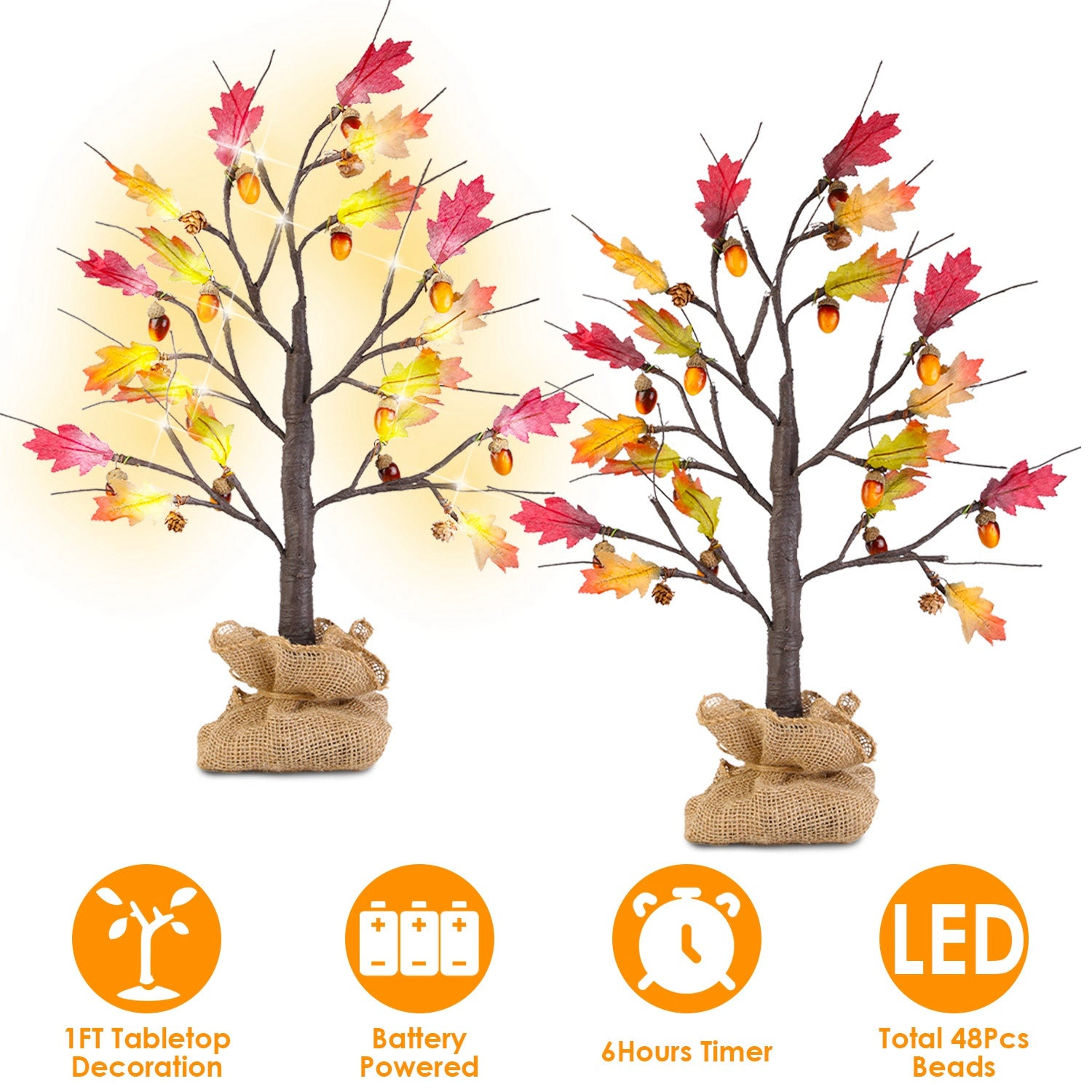 GBruno 2-Piece LED Lighted Maple Tree Set