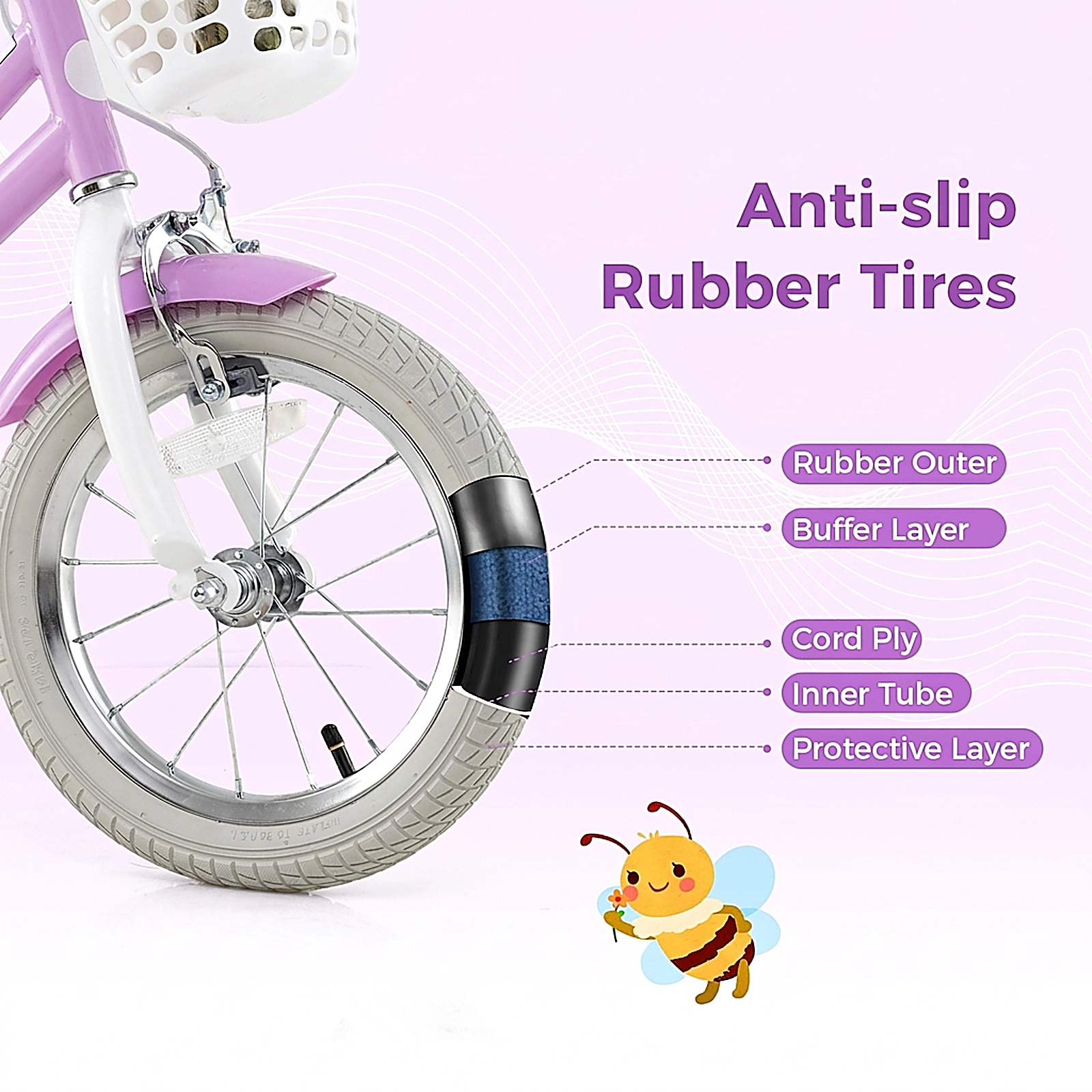 SUGIFT 14-Inch Girls Kids Bicycle with Dual Brake System Doll Seat and Streamers 145-lb Capacity Ages 3-5 Rose Red -30.5