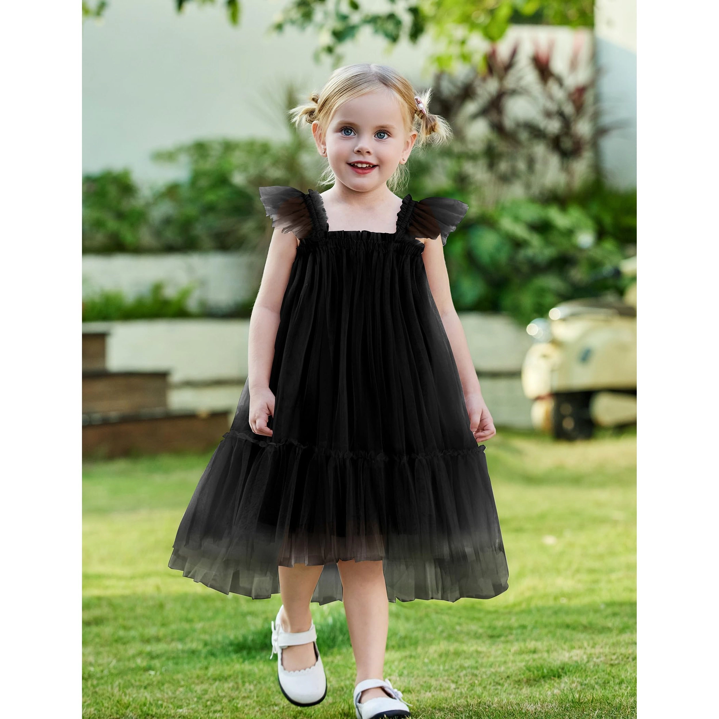 Arshiner Toddler Tutu Dress For Girls Layered Tulle Ruffle Dresses First Birthdaypink