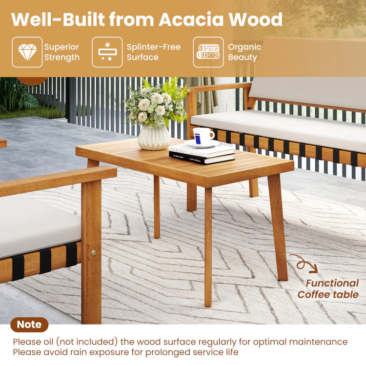 Hivvago 4 Piece Patio Furniture Set With Coffee Table For Backyard And Garden