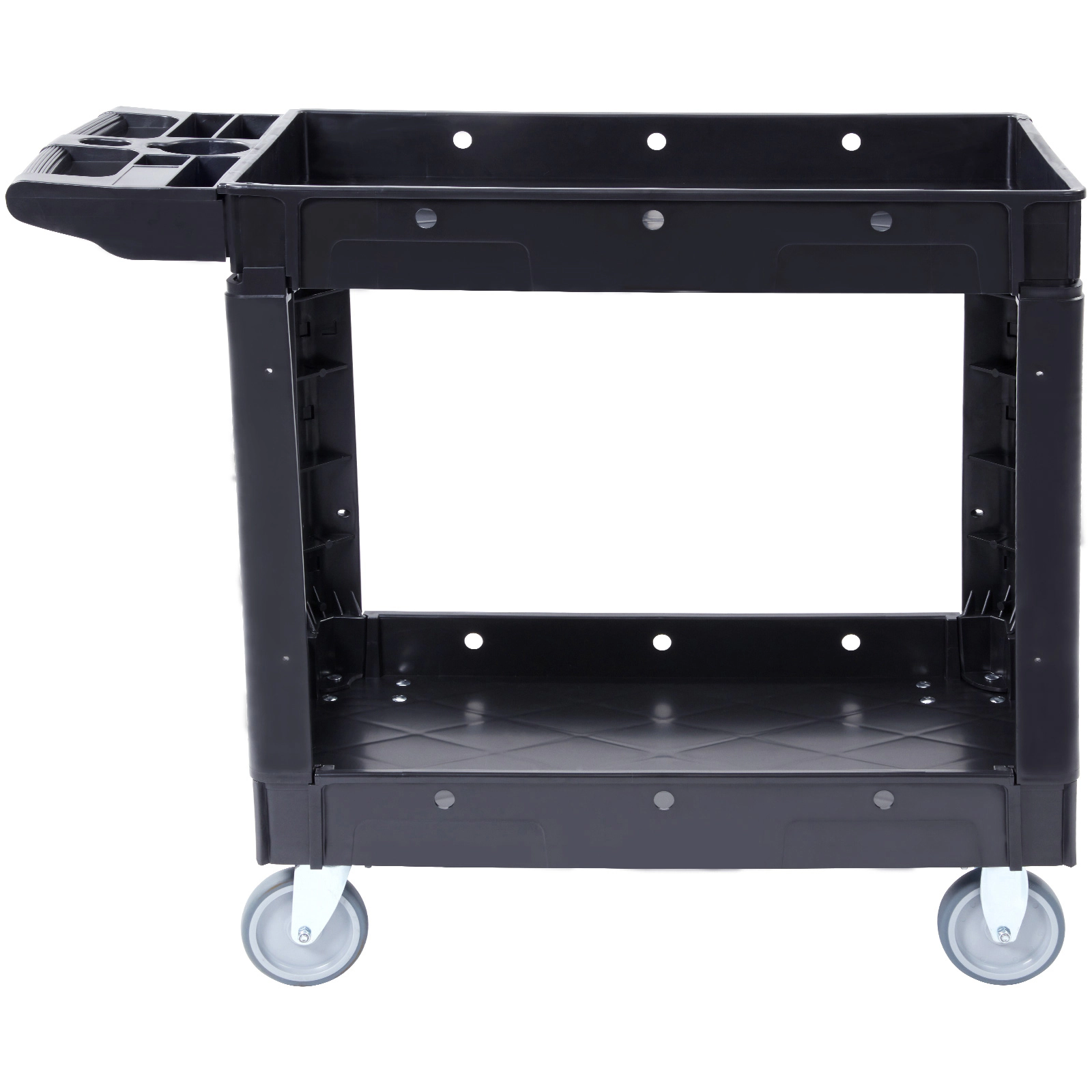 HONGGE Utility Cart Service Cart Heavy Duty Plastic Utility Cart with 360° Swivel Wheels with for