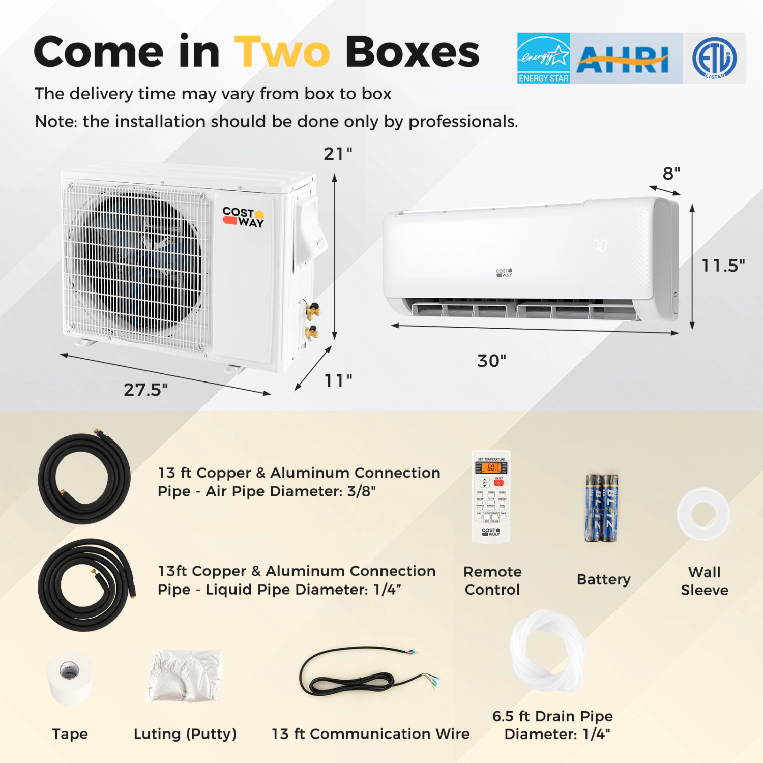 LJG Serie Airtural 12000 BTU 21 SEER2 208-230V Aire Acondicionado Split Sin Ductos Con Bomba De Calor