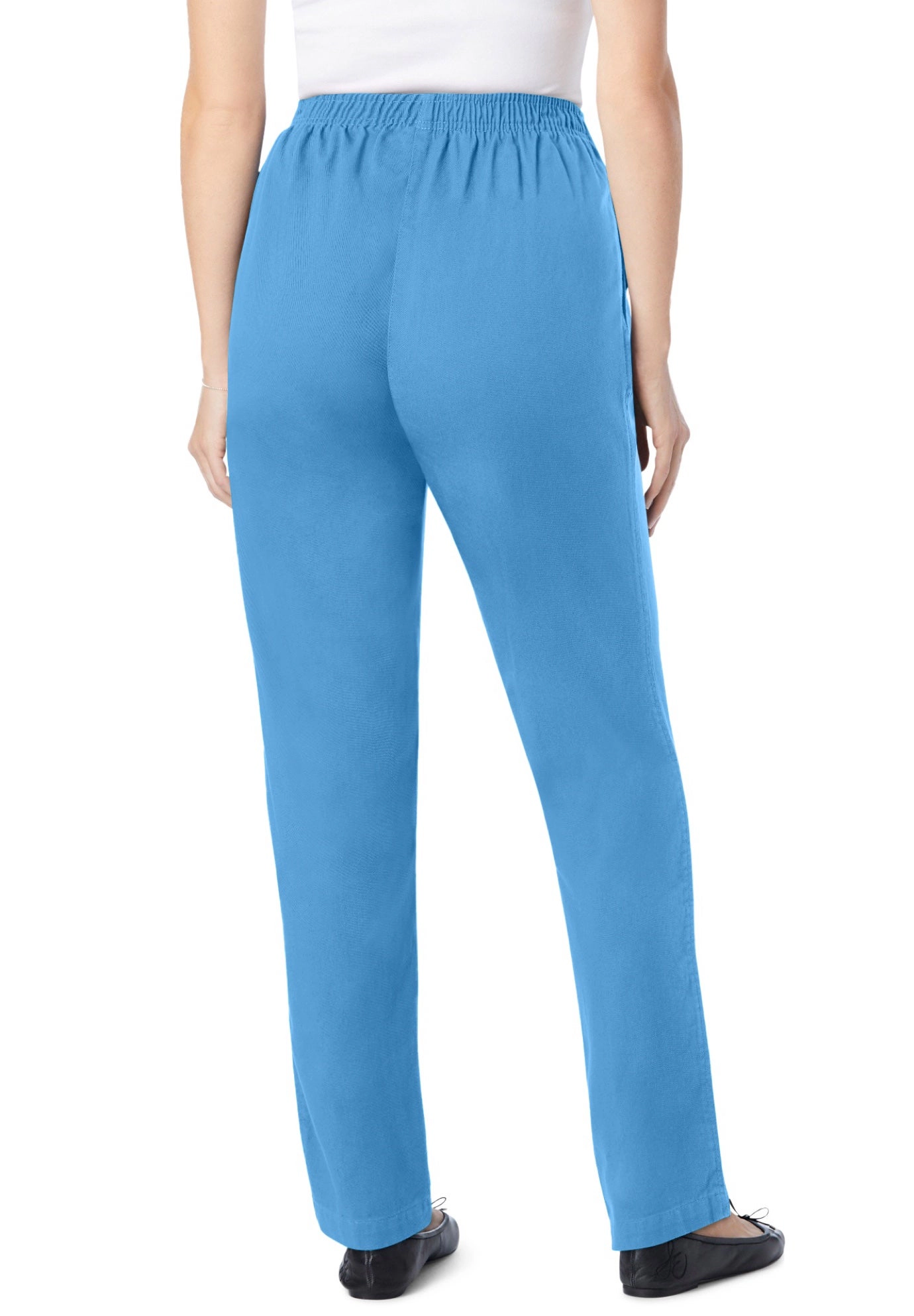 Woman Within Plus 7-Day Straight-Leg Elastic-Waist Cotton Denim Pant
