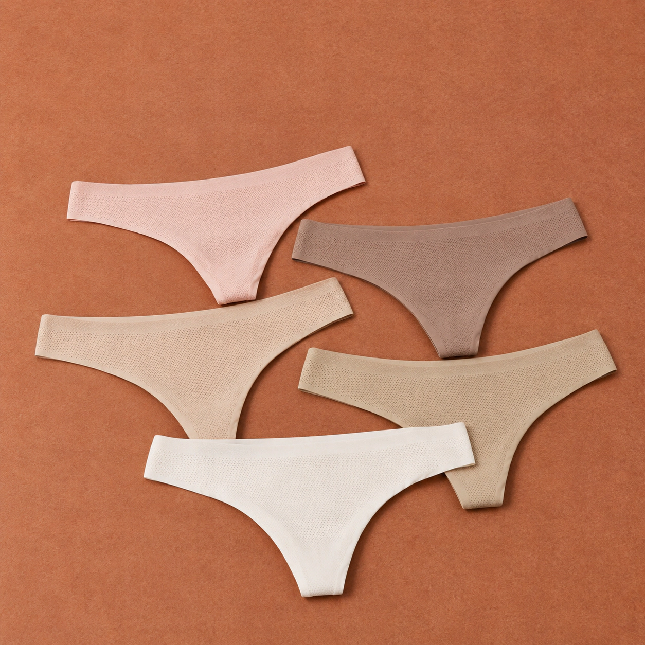 WZK Womens 5-Pack Seamless No Show Workout Soft Breathable Thong Underwear
