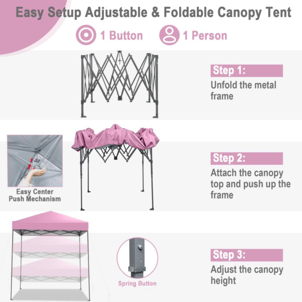 Hivvago 6.6 x 6.6 Feet Outdoor Pop-up Canopy Tent with UPF 50+ Sun Protection