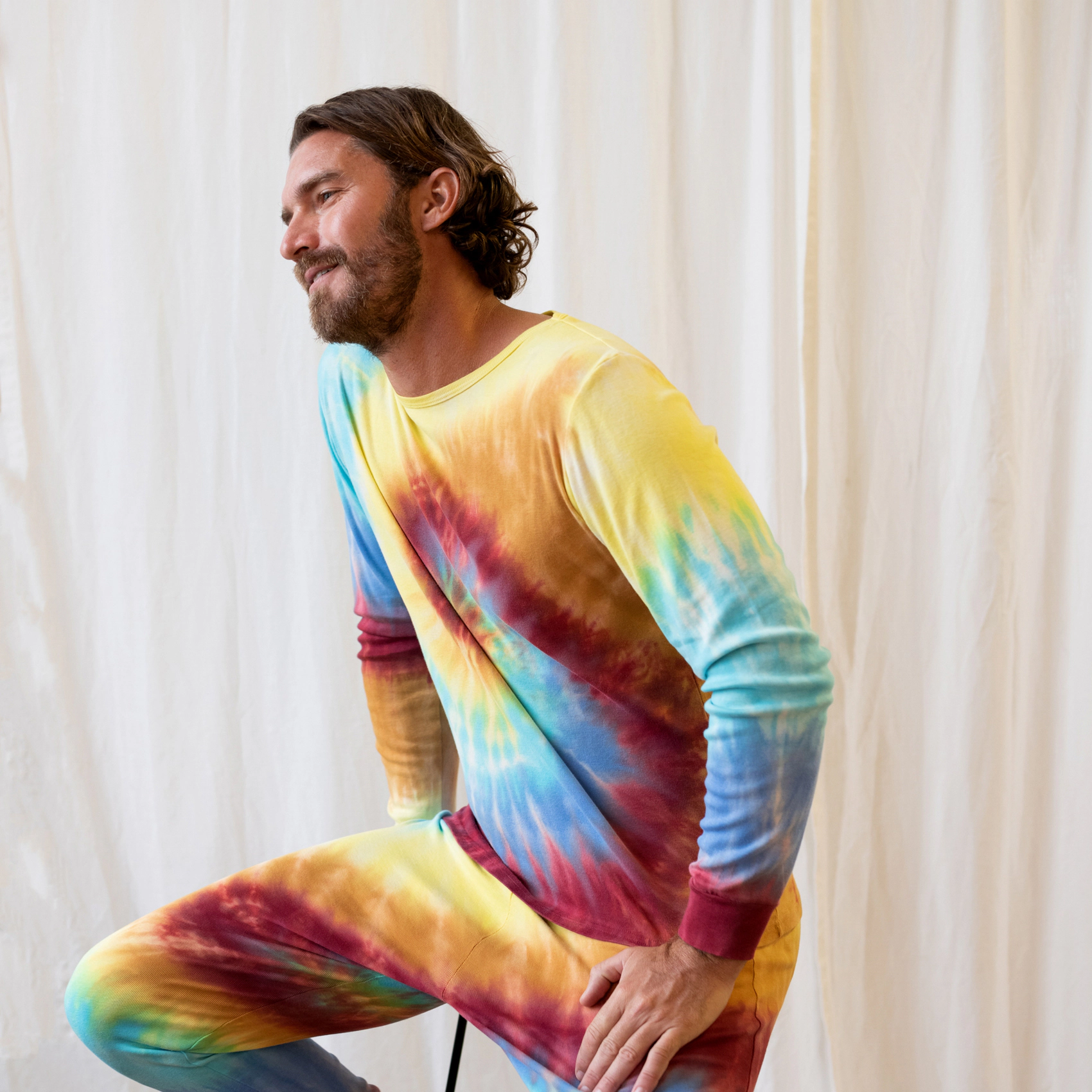 Leveret Men's 2-Piece Cotton Snug Fit Tie Dye Swirl Pajama Set