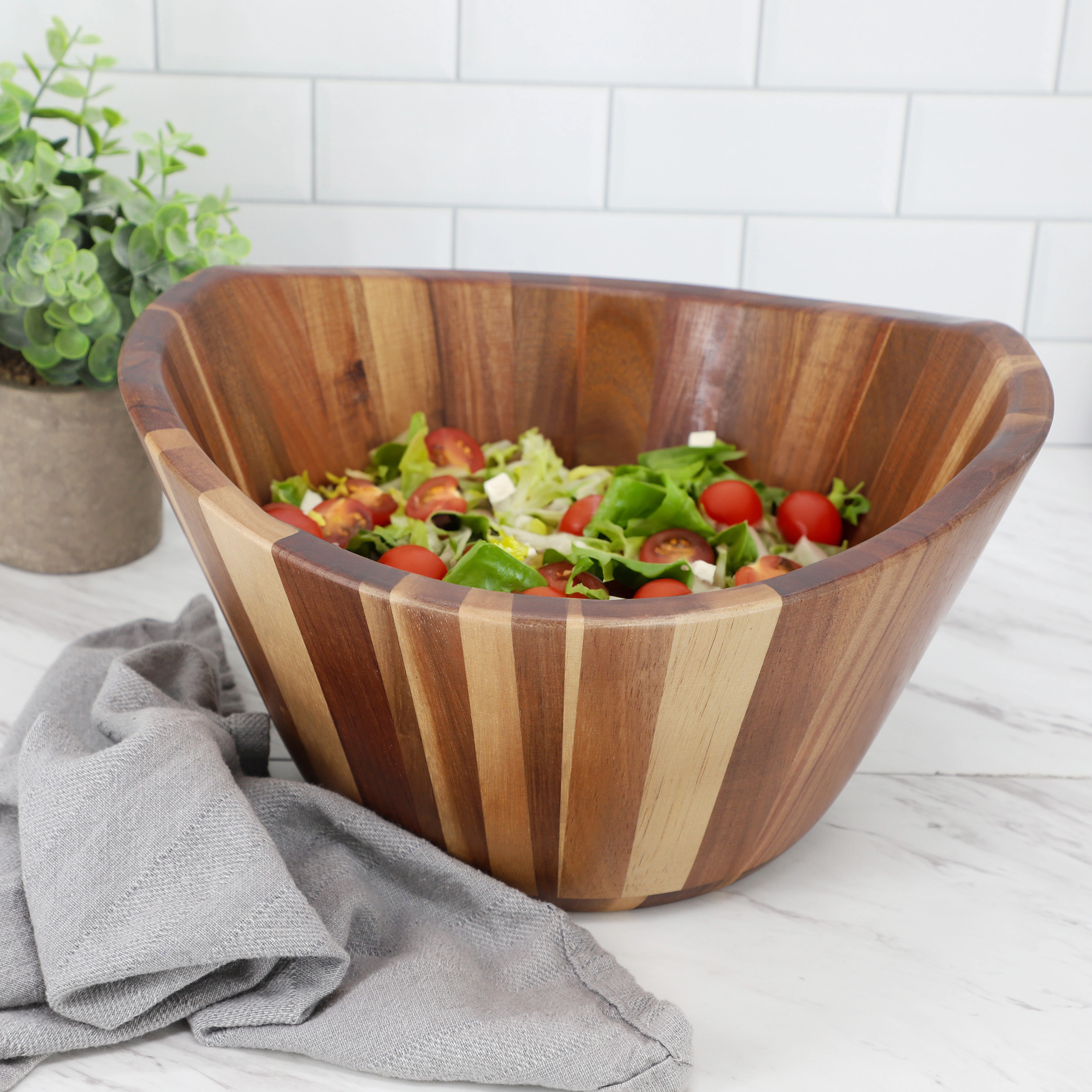 MegaChef 11.75 Inch Acacia Wood Deep Salad Bowl
