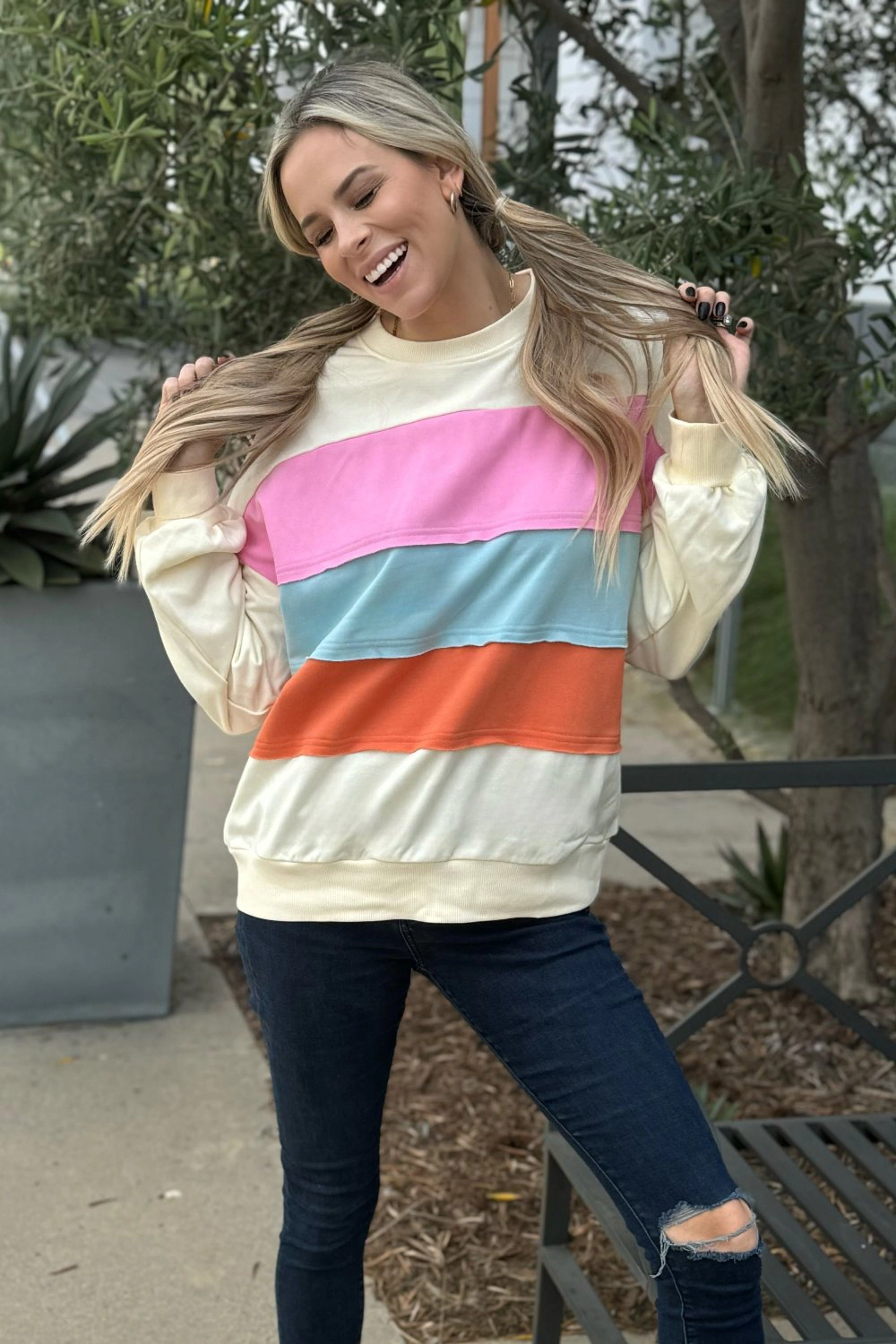 Threaded Pear Women's Leilani Patchwork Sweatshirt