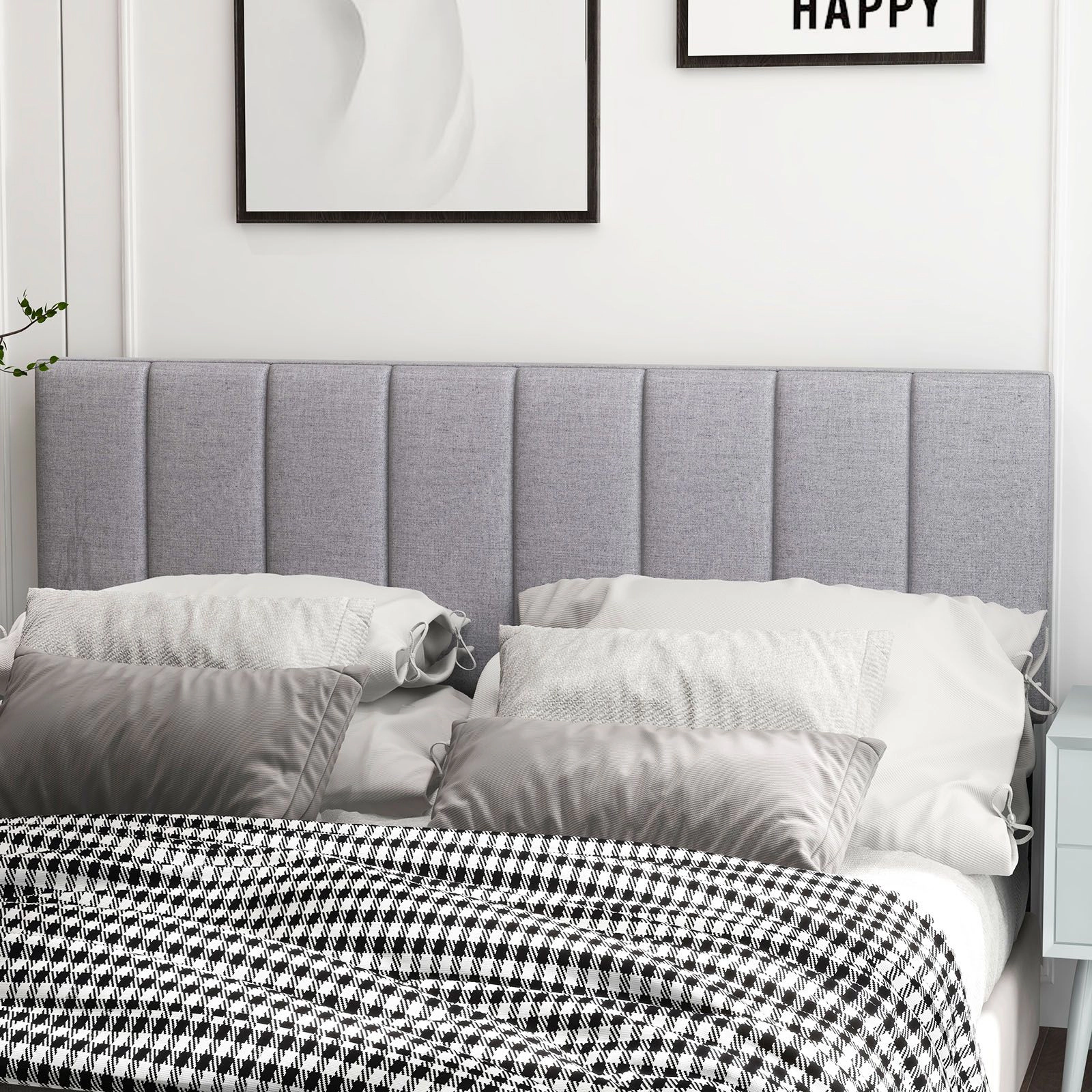 SlickBlue Modern Vertical Channel Bed Headboard with Wood Legs
