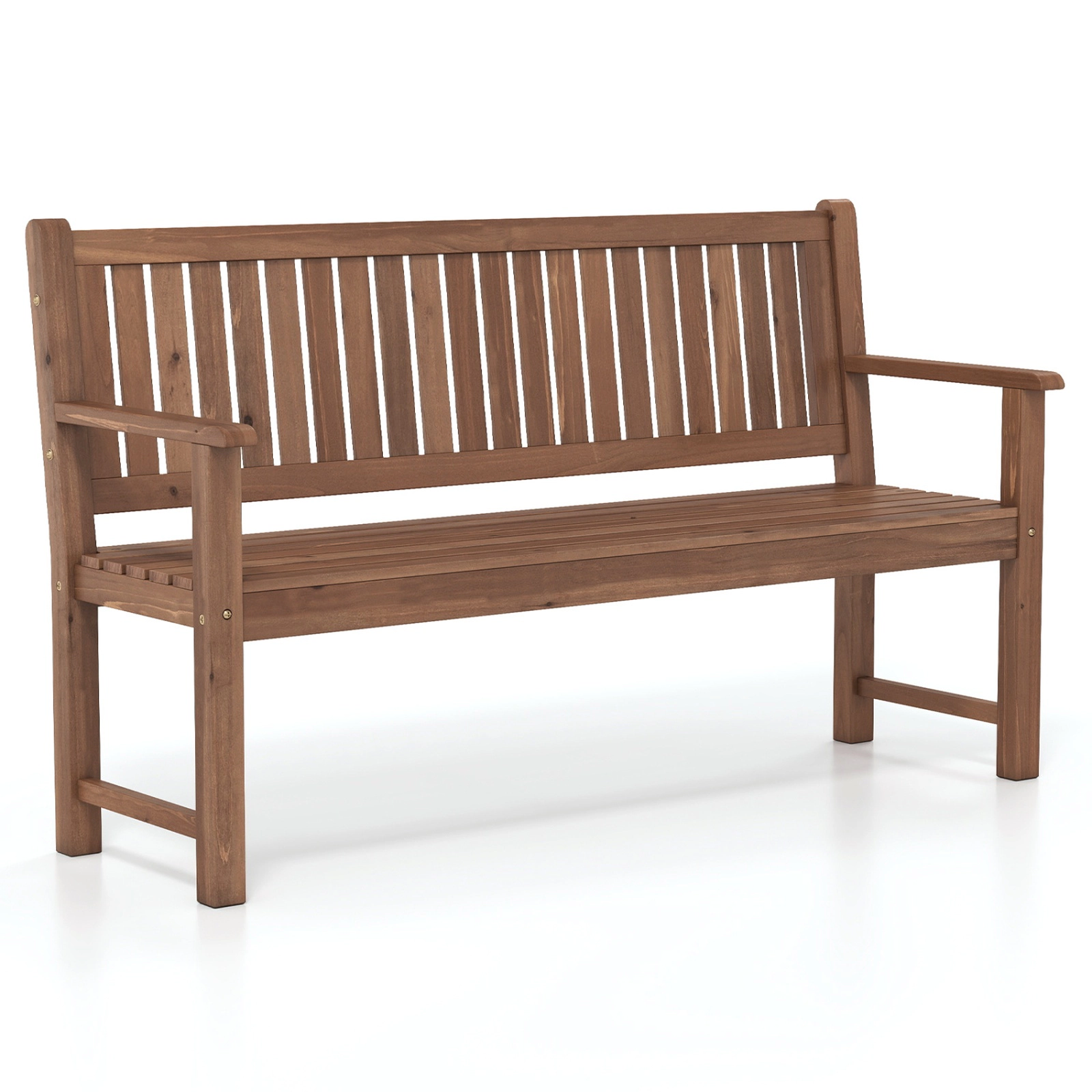 SUGIFT 3-Seater Outdoor Garden Bench 990-lb Capacity with Backrest Brown/Natural