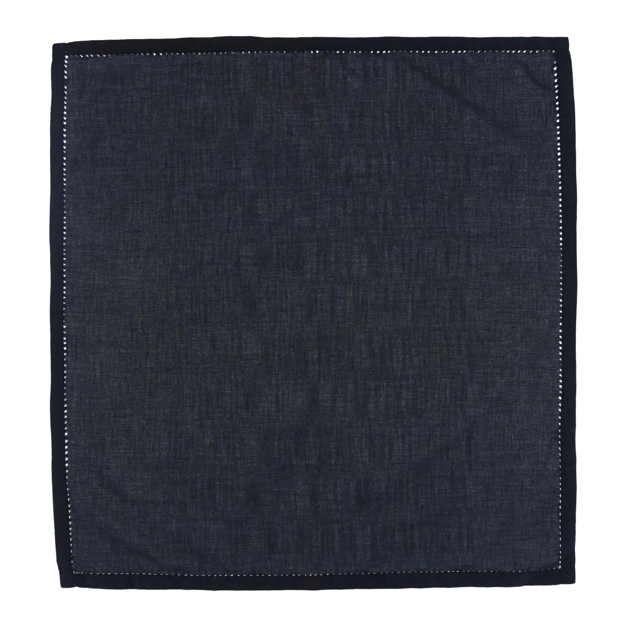 CTM Large Black Hemstitched Handkerchief