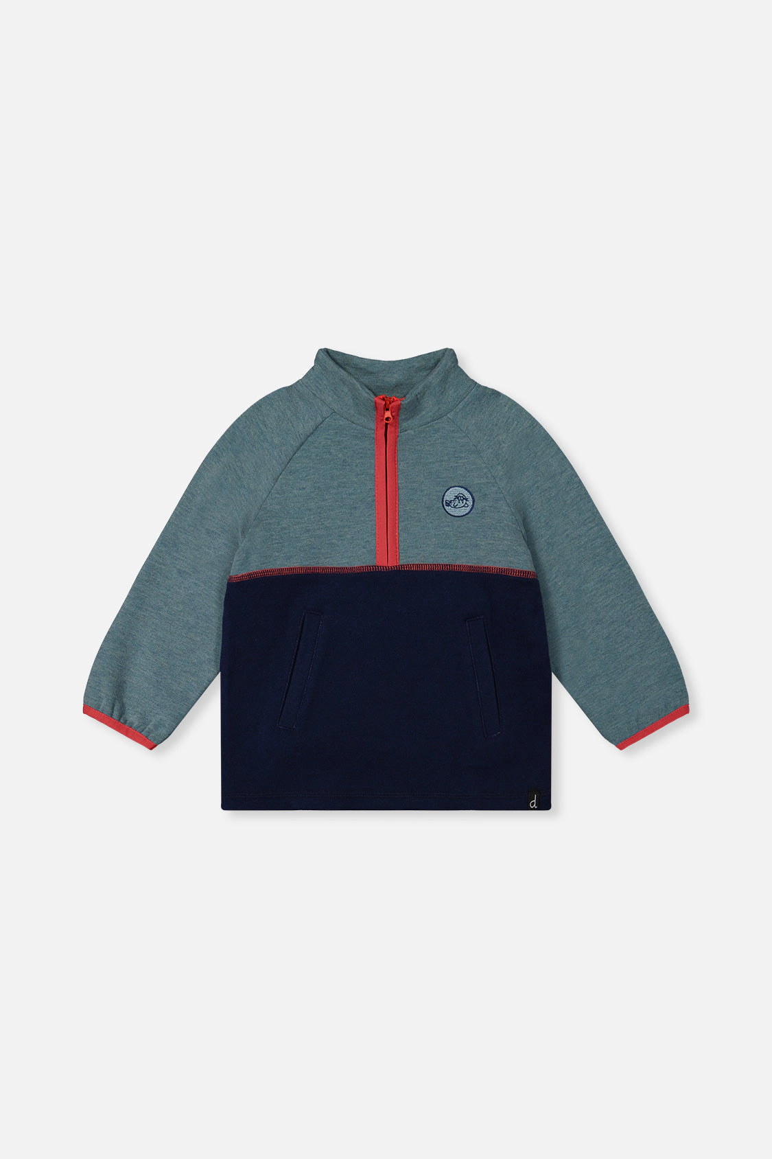 Deux par Boys Quarter Zip Mock Neck Brushed Jersey Top with Side Pockets