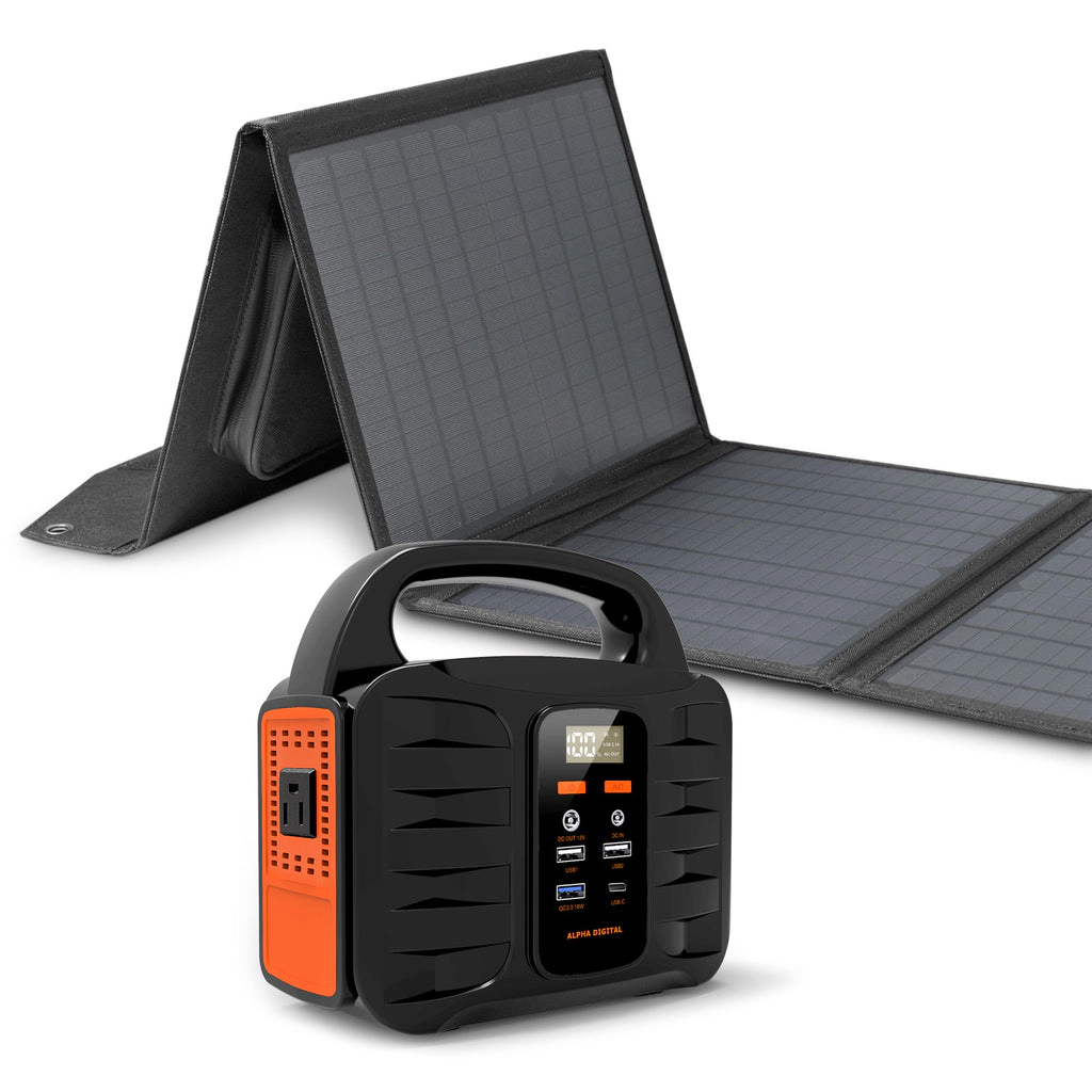 Alpha Digital 100W, 155Wh/42000mAh, 40W Solar Panel - Power Station Combo Pack