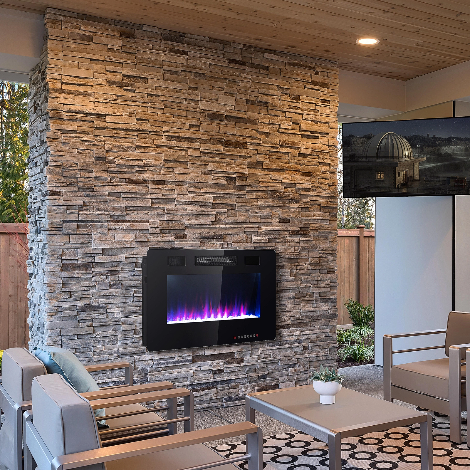 SlickBlue Wall Mounted Electric Fireplace with Adjustable Flames