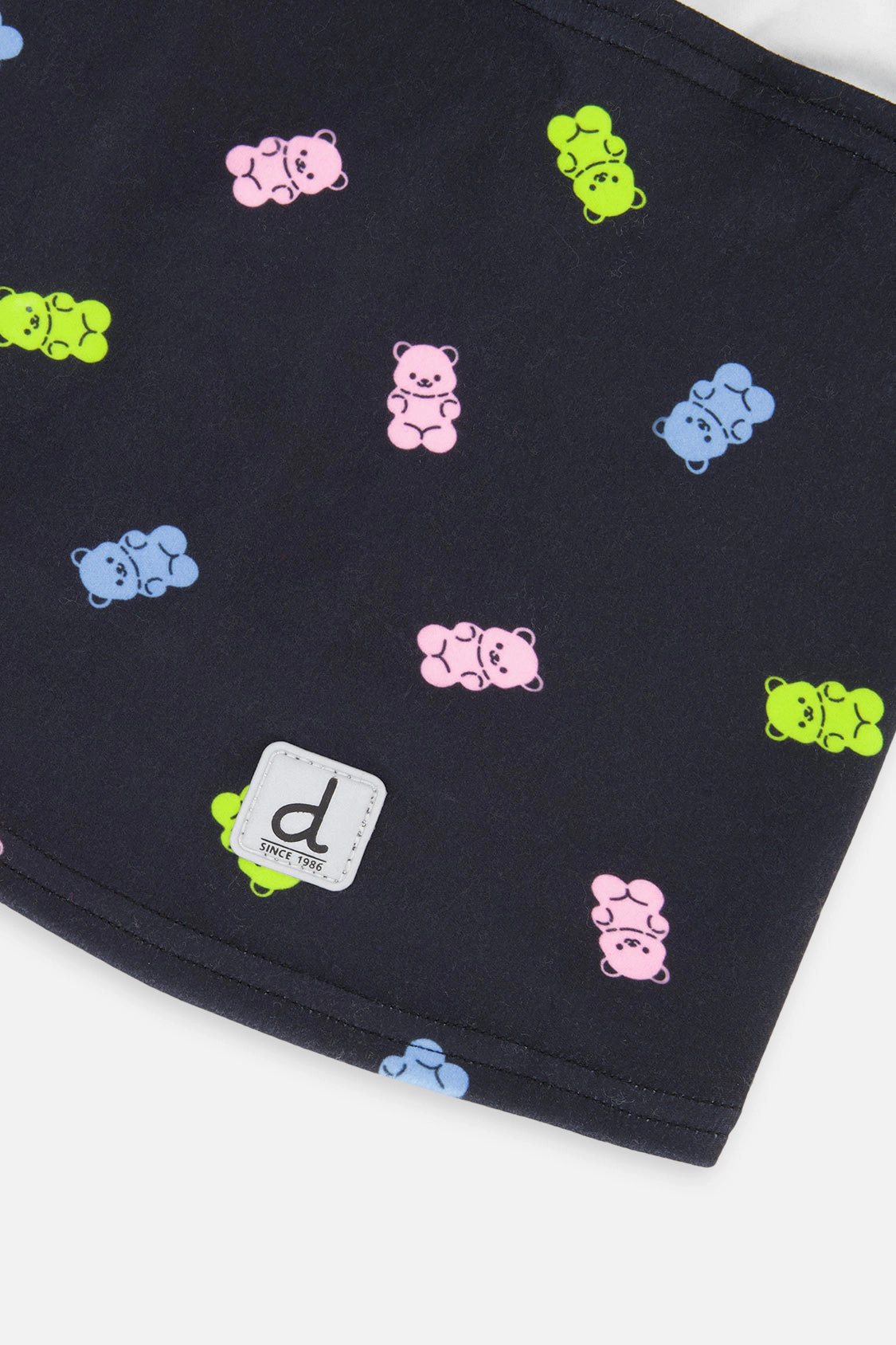 Deux par Girls Brushed Jersey Balaclava with Printed Gummy Bears and Reflective Patch