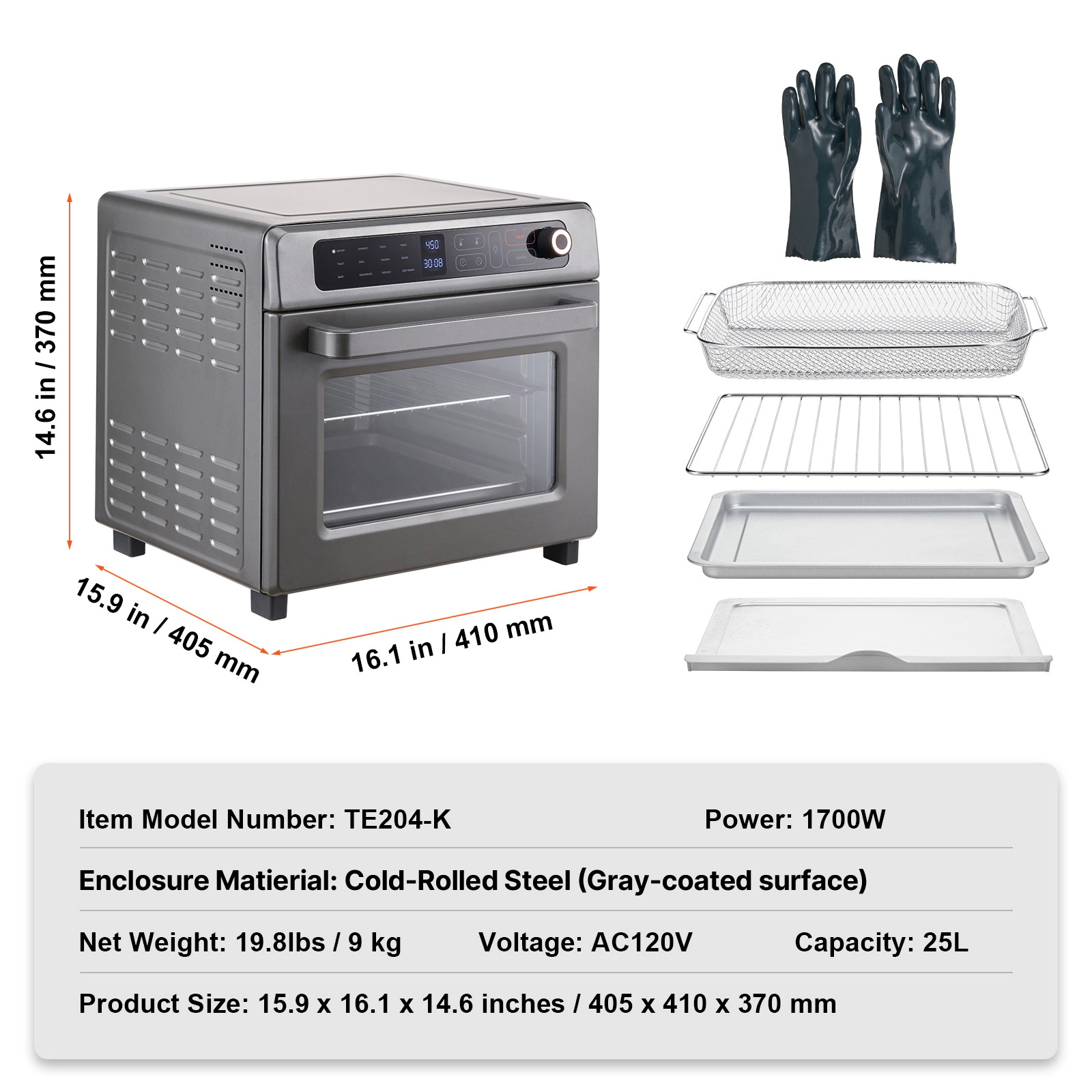 HONGGE 1 Air Fryer Toaster Oven Convection Ovens Countertop Combo with Pizza Pan Gloves Home and