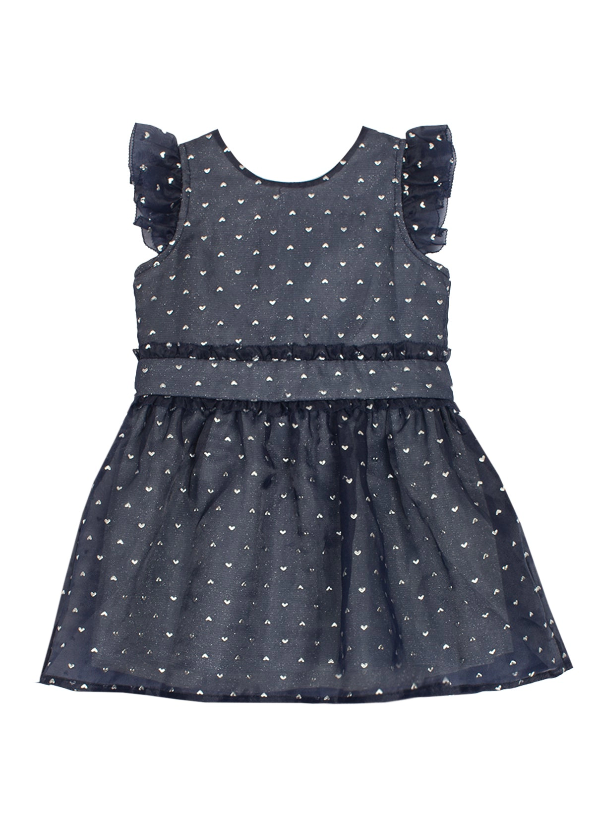 Isobella and Chloe Majesty Flutter Sleeve Organza & Sparkling Knit Dress