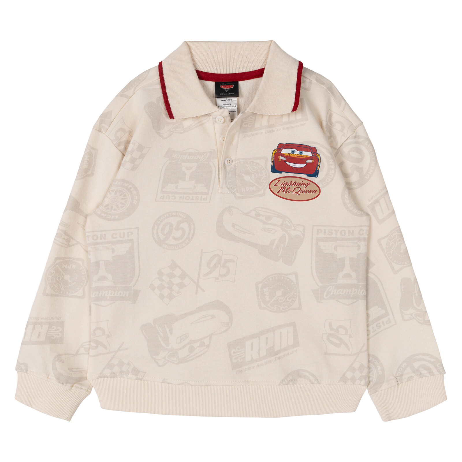 Disney Cars Lightning McQueen Boys' 2-Piece Polo Sweatshirt and Cargo Pants Set