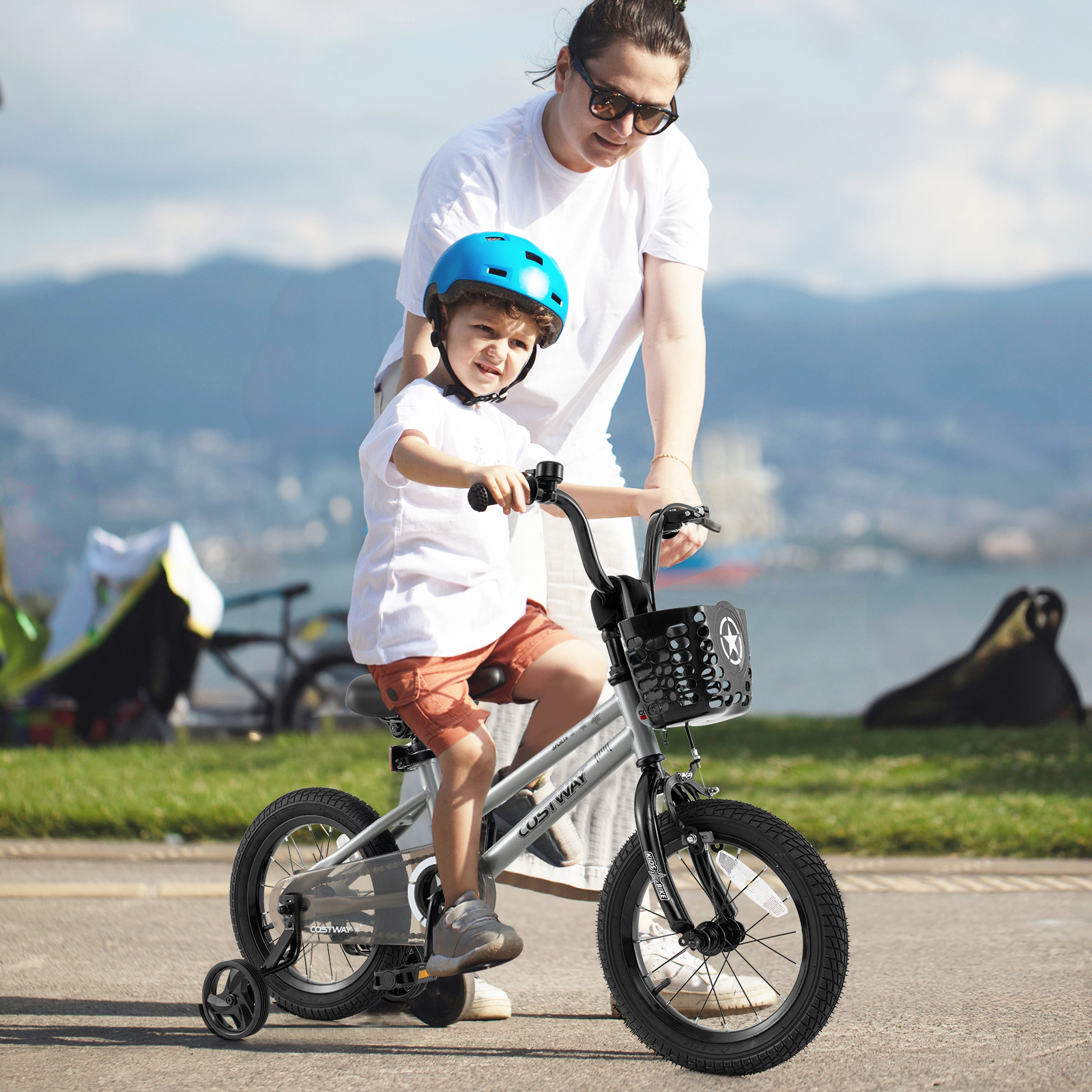 LJG Kids Bike Adjustable with Transparent Chain Cover