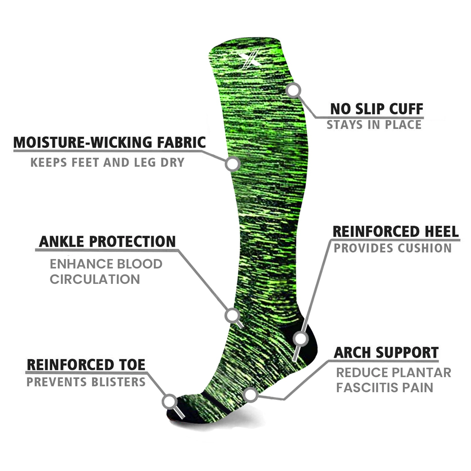 Extreme Fit Knee High Performance Compression Socks For Running, Athletics, Travel, And Pregnancy - 3 Pair