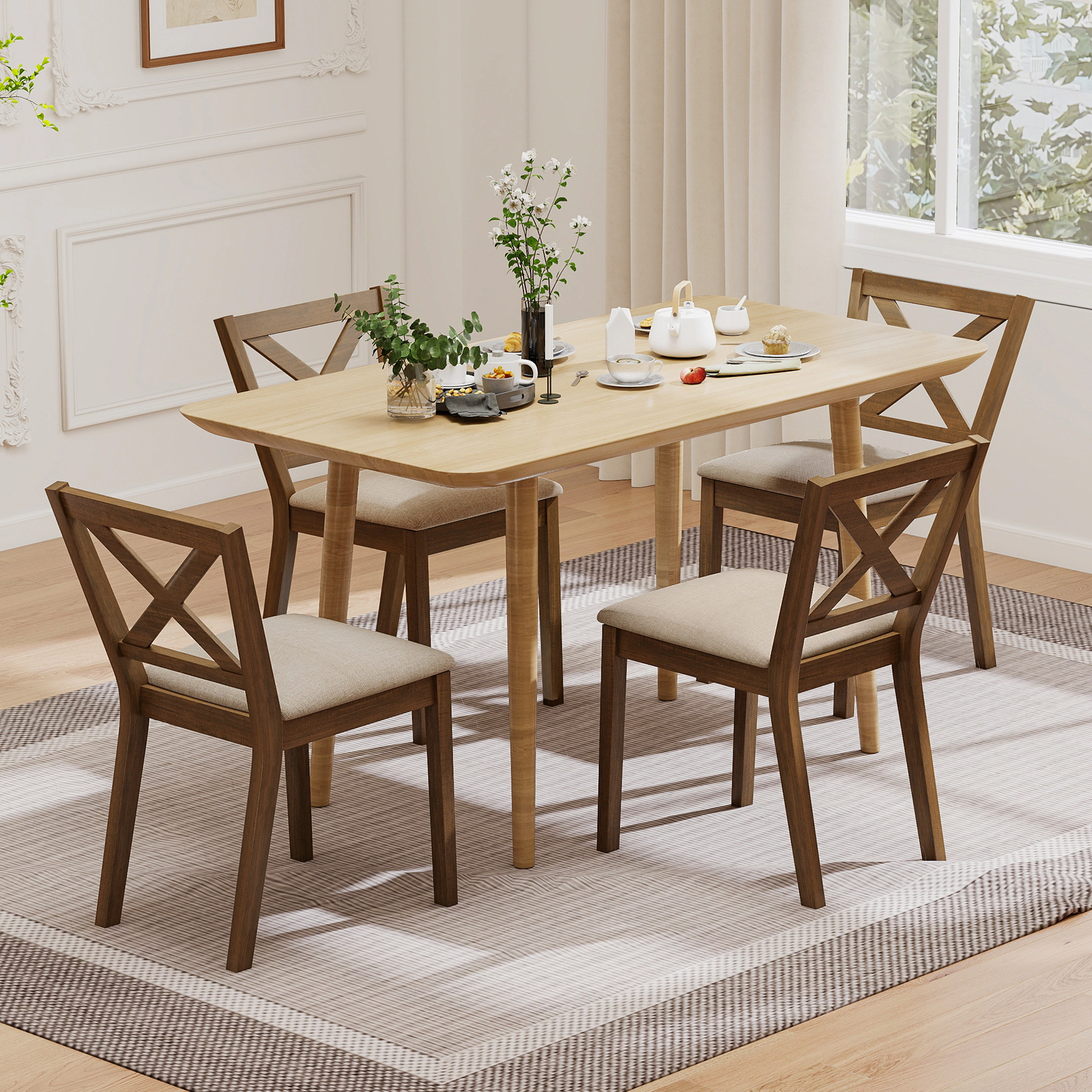 LJG Dining Chair Set of 2 Modern Kitchen Chair with Upholstered Seat