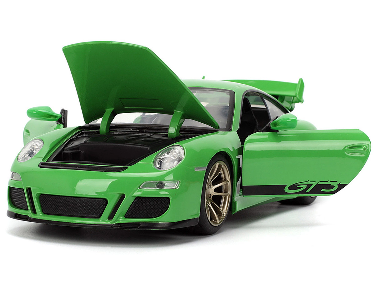 Jada Porsche 911 GT3 (997) Green with Black Accents "Fast X" (2023) Movie "25 Years of Fast & Furious" Series