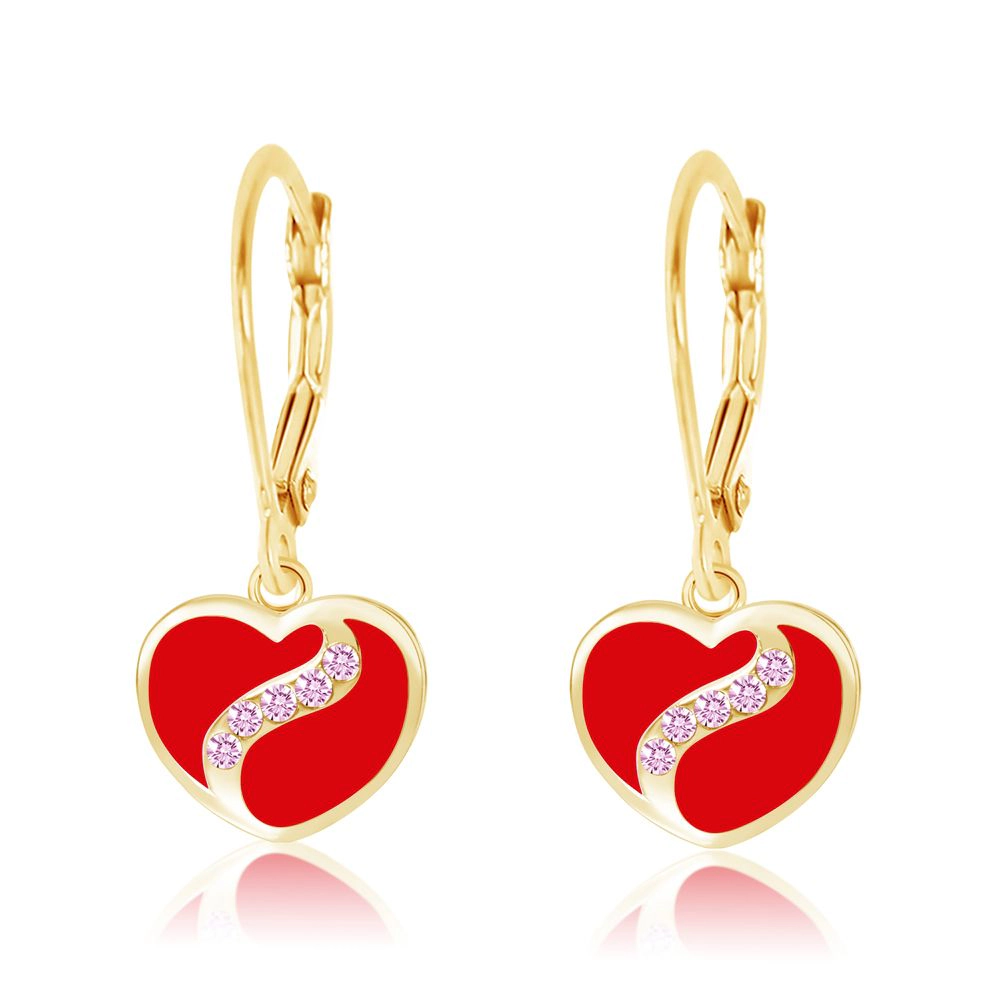 CHANTEUR Kids 18K Yellow Gold-Plated Heart Leverback Earrings - Sterling Silver Leverback