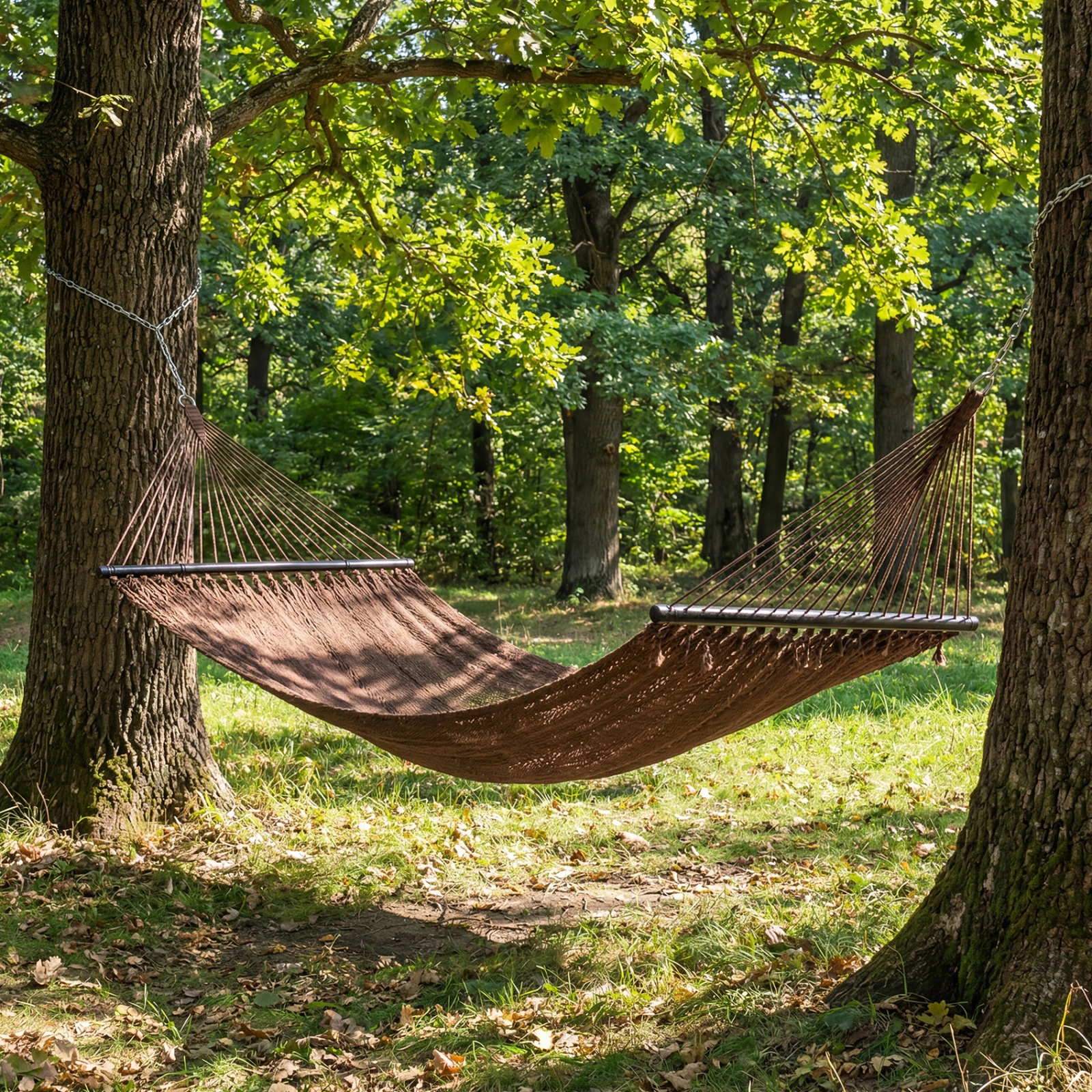 SUGIFT Brown Hardwood Spreader Bars 600-lb Caribbean Double Hammock