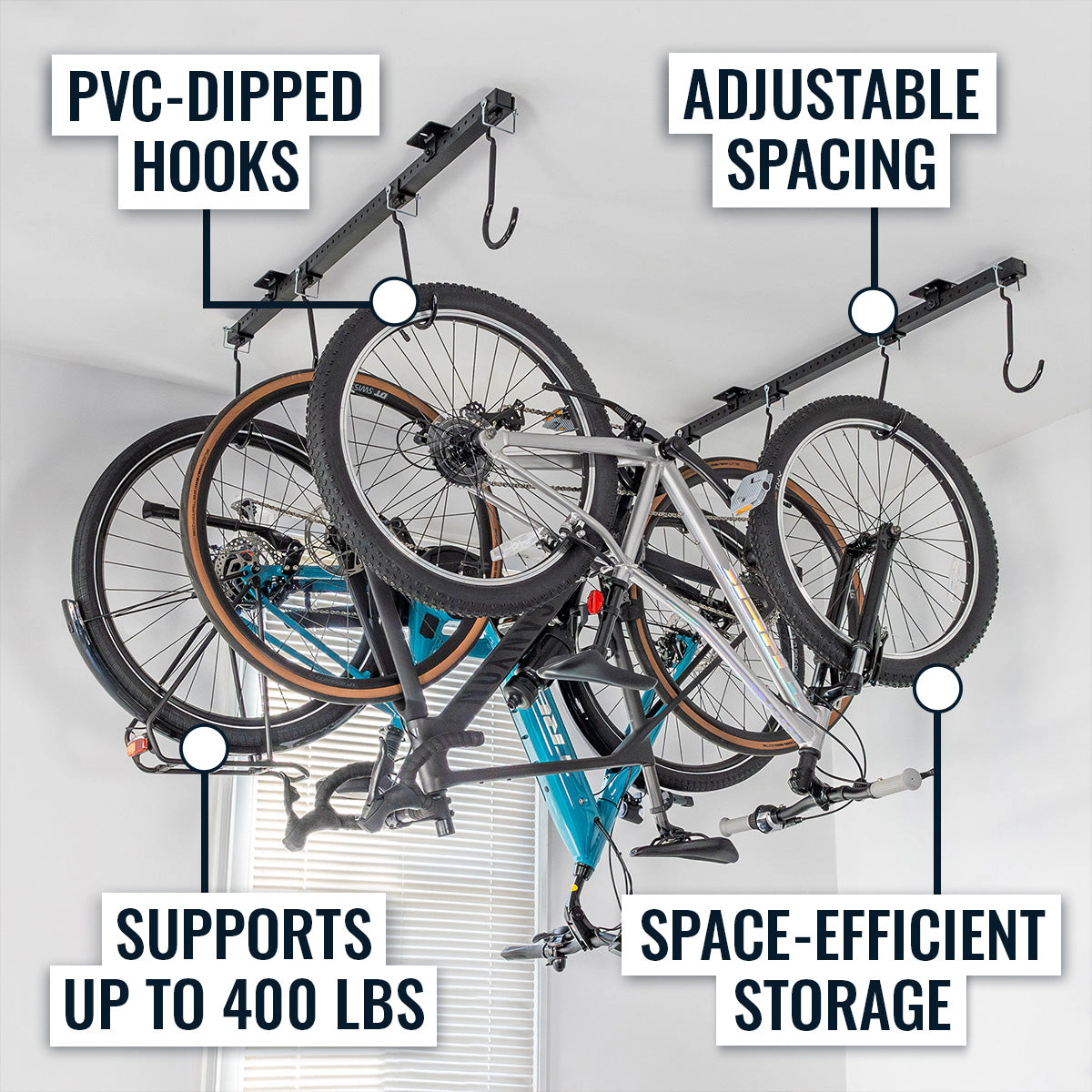 StoreYour G-Bike Ceiling, Adjustable Ceiling Bike Storage, Holds 4 to 8 Bikes