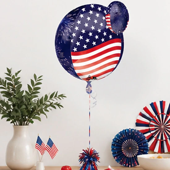LoonBalloon 16 in Sphere USA Stars Stripes Patriotic Fireworks Balloon ...