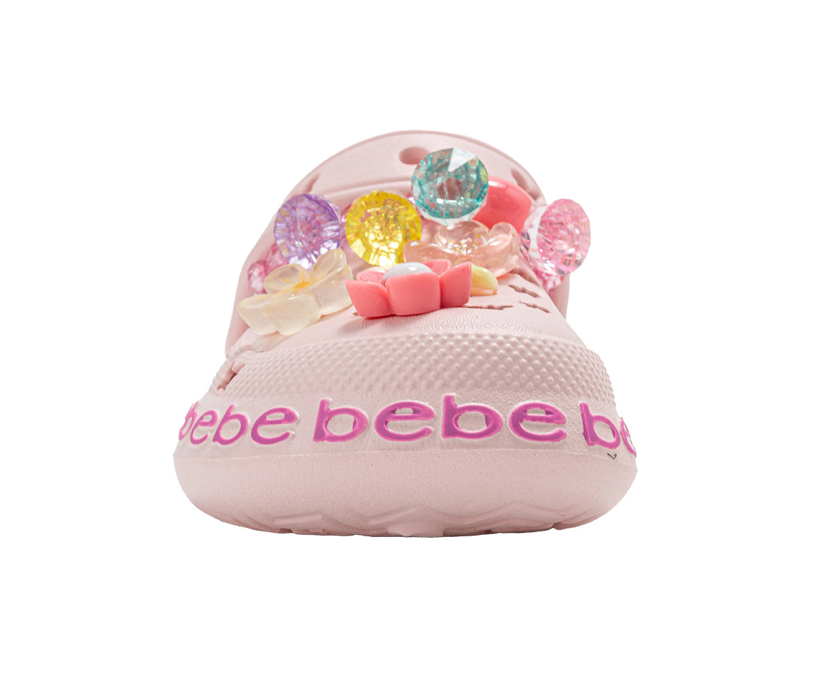 bebe Toddler Girl's EVA Clog Sandals with Charm Detail Slip On Shoes