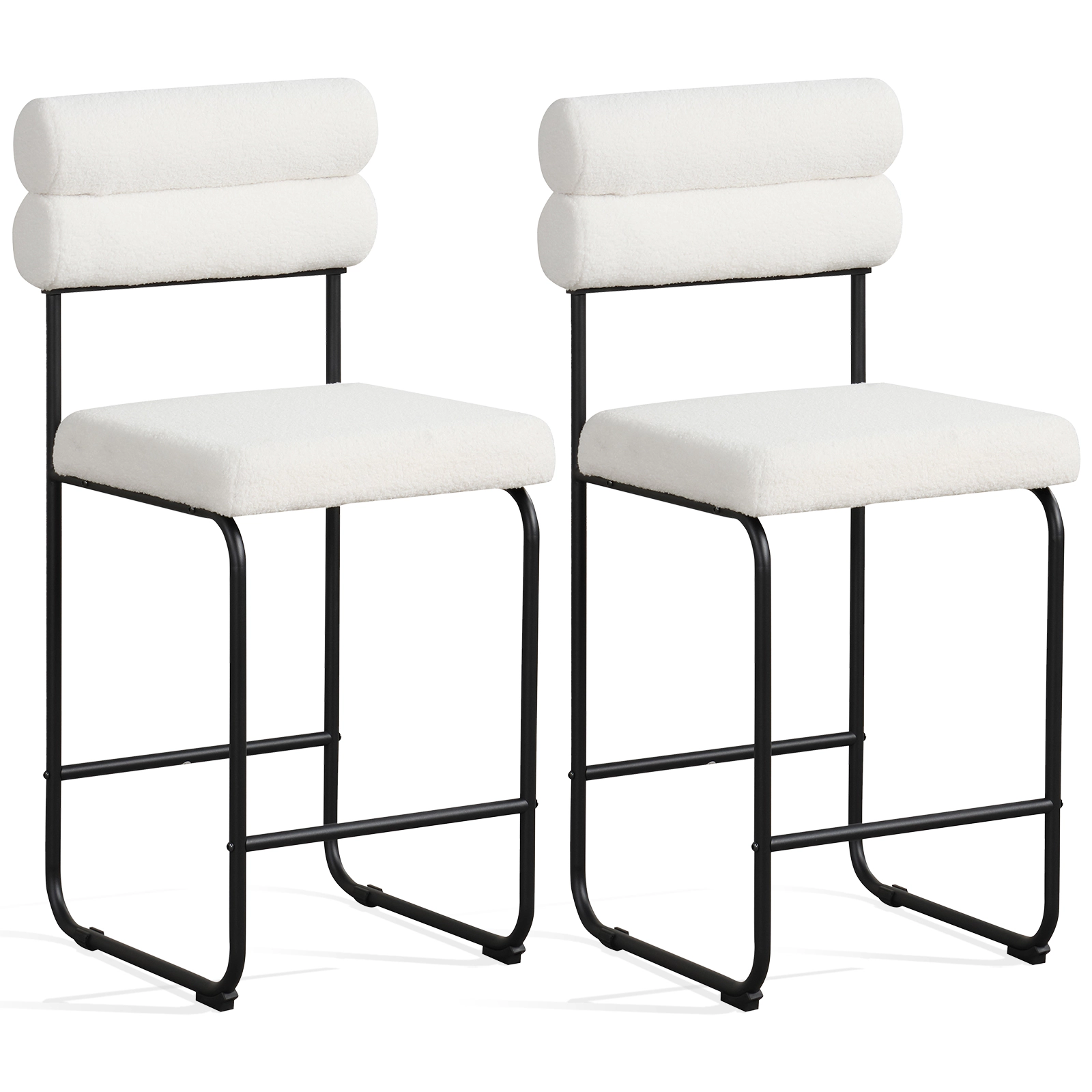 Glintex 2-Piece 26-Inch Counter Stool Set with Teddy Fabric Upholstery