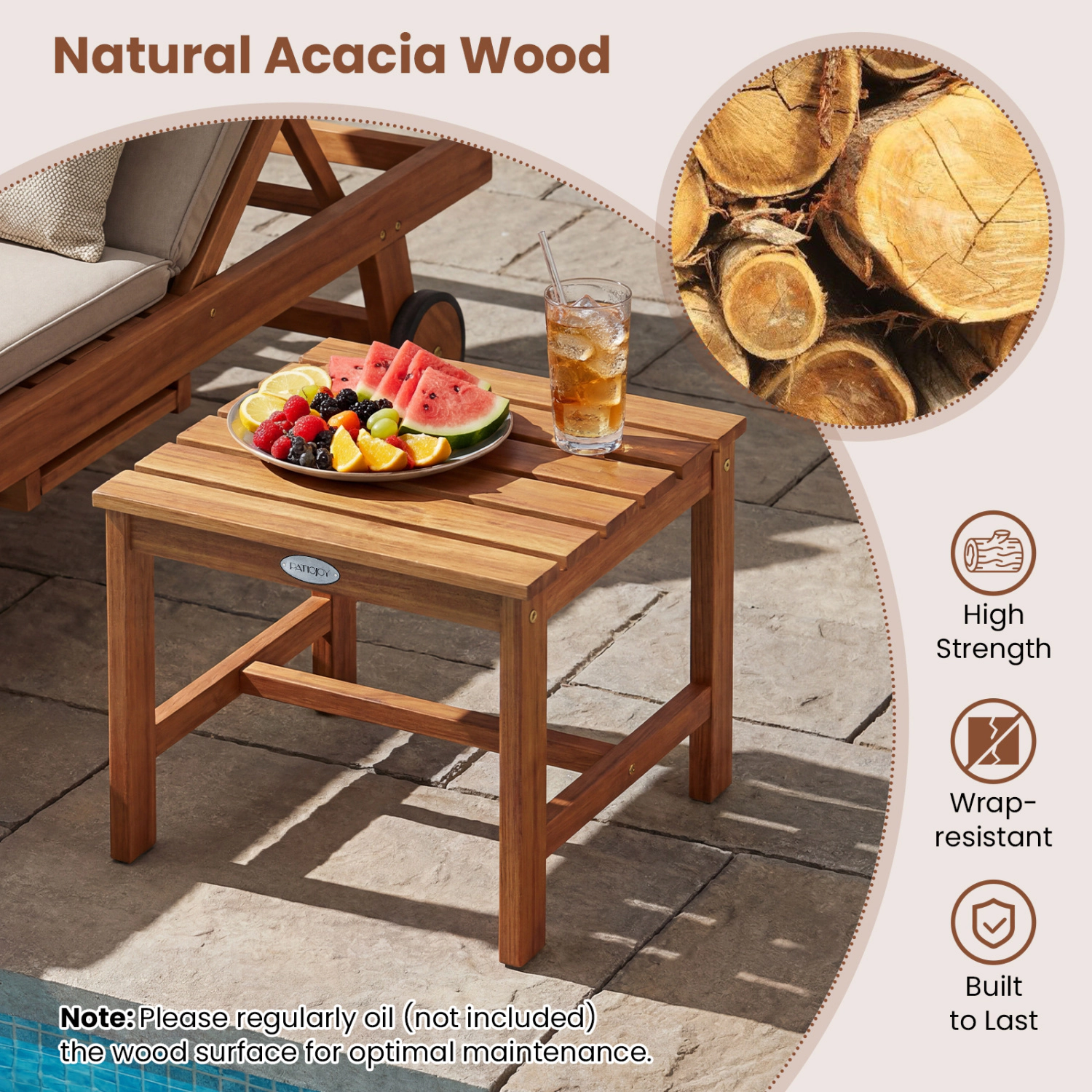 LJG Adirondack Chair Set of 2 with Side Table for Deck Garden and Porch