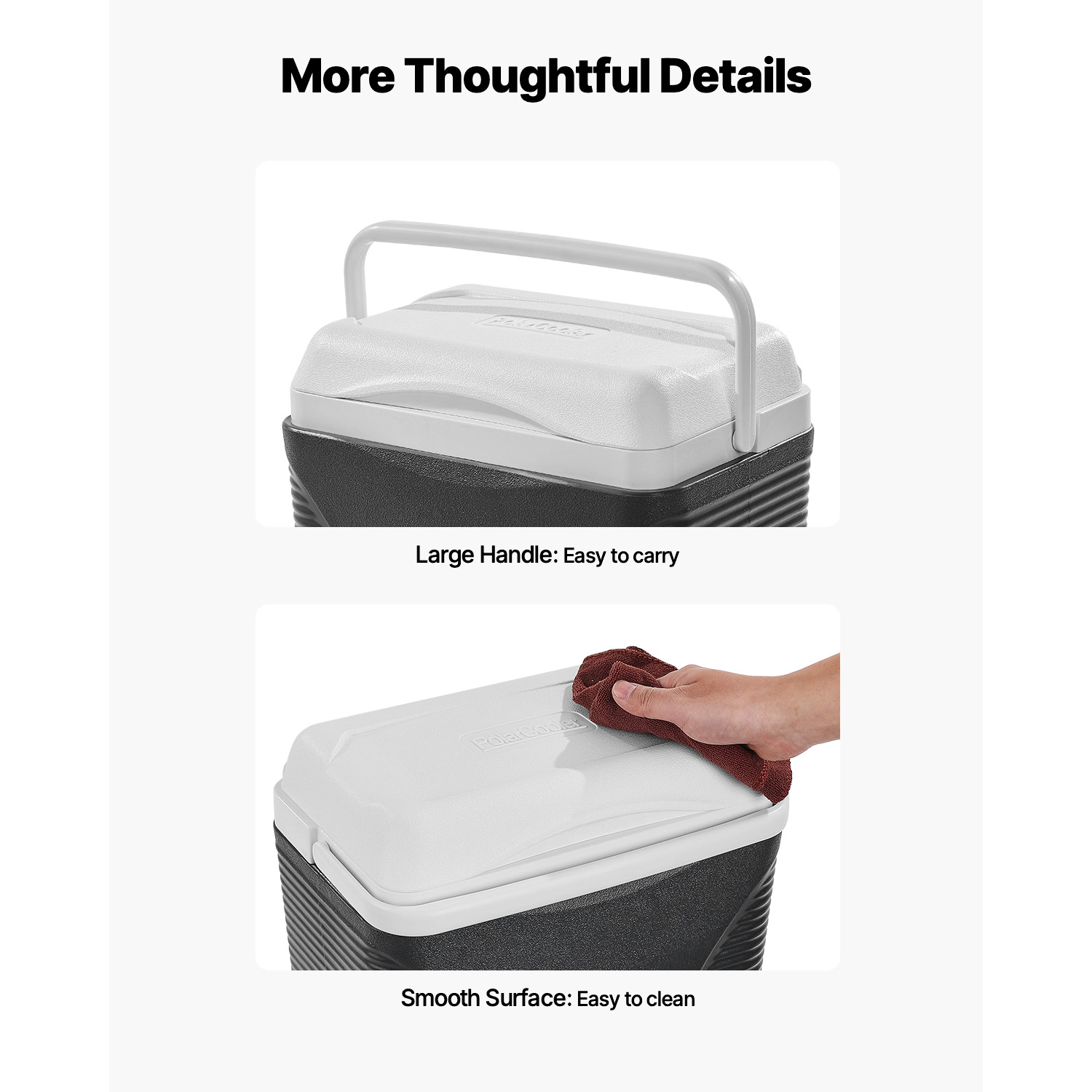 HONGGE 8.5-Quart Compact Hard Cooler with Carry Handle, Lightweight Insulated Ice Chest for Short Trips