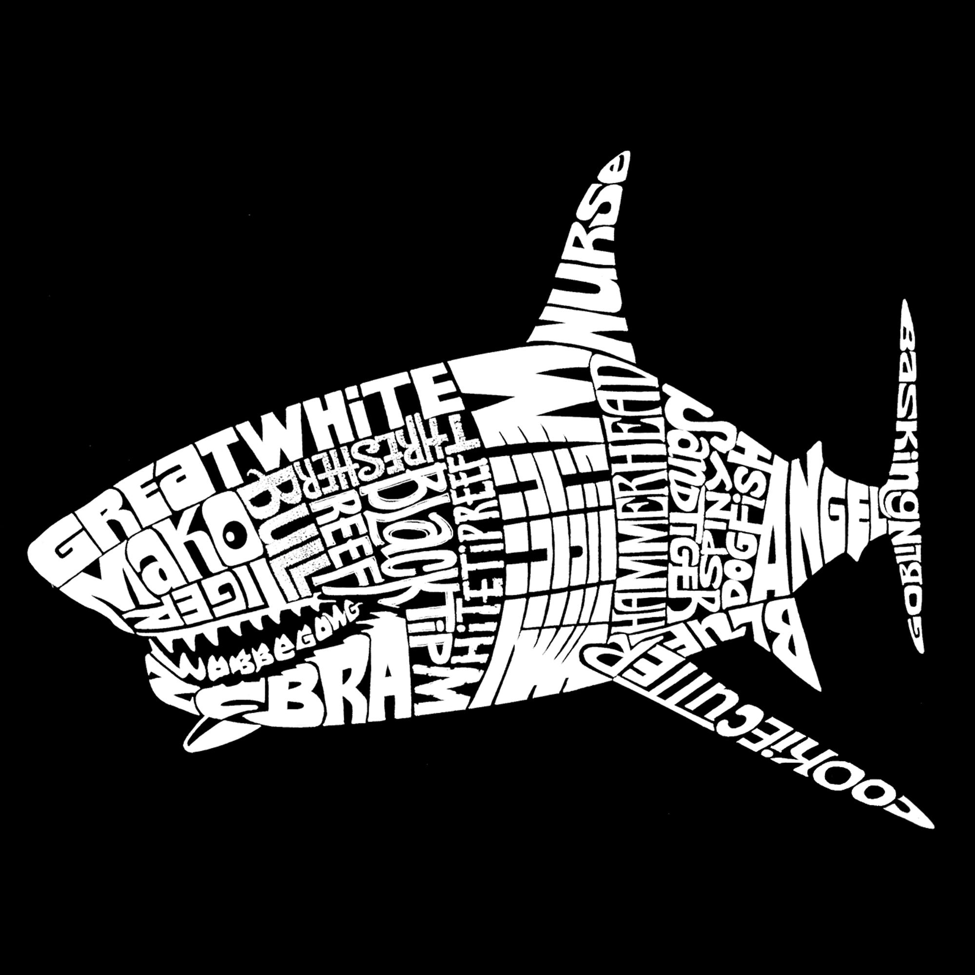 LA Pop Art Men's Word T-Shirt - Species of Shark