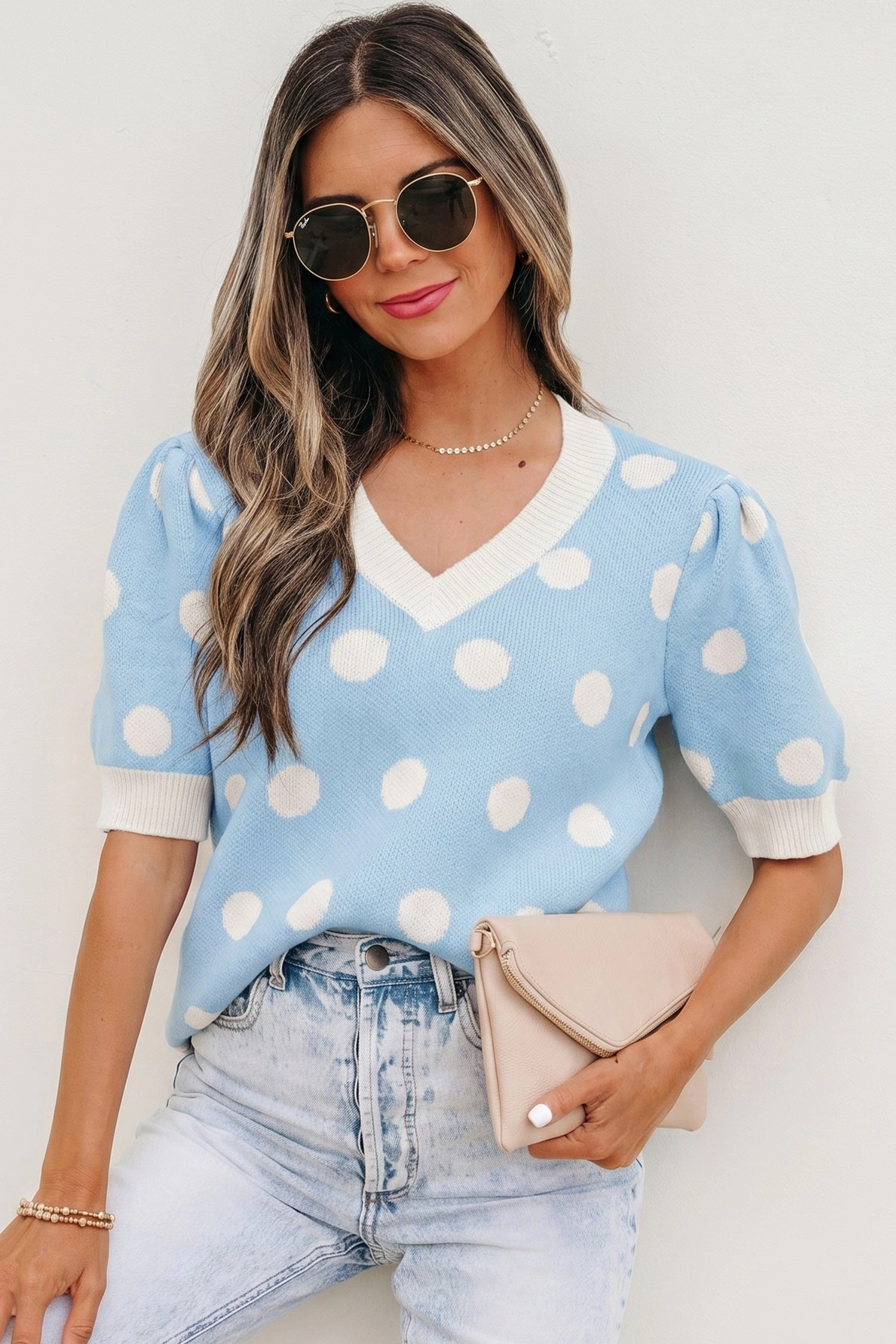 Threaded Pear Rivka Puff Short Sleeve Sweater