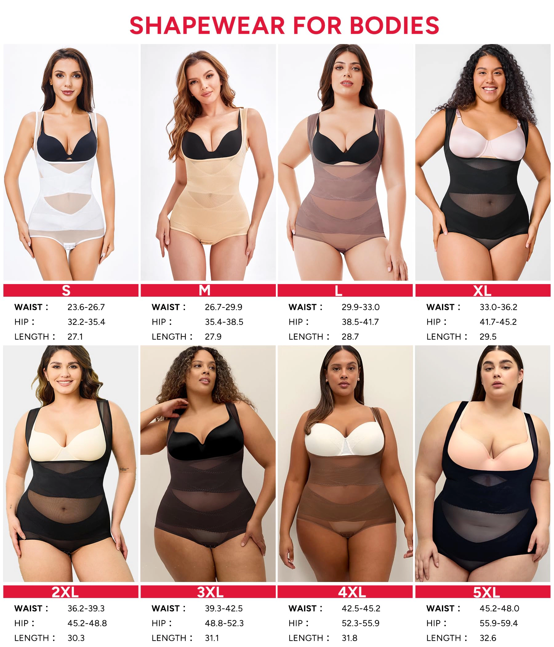Nebility Womens Open Bust Tummy Control Shapewear Bodysuit
