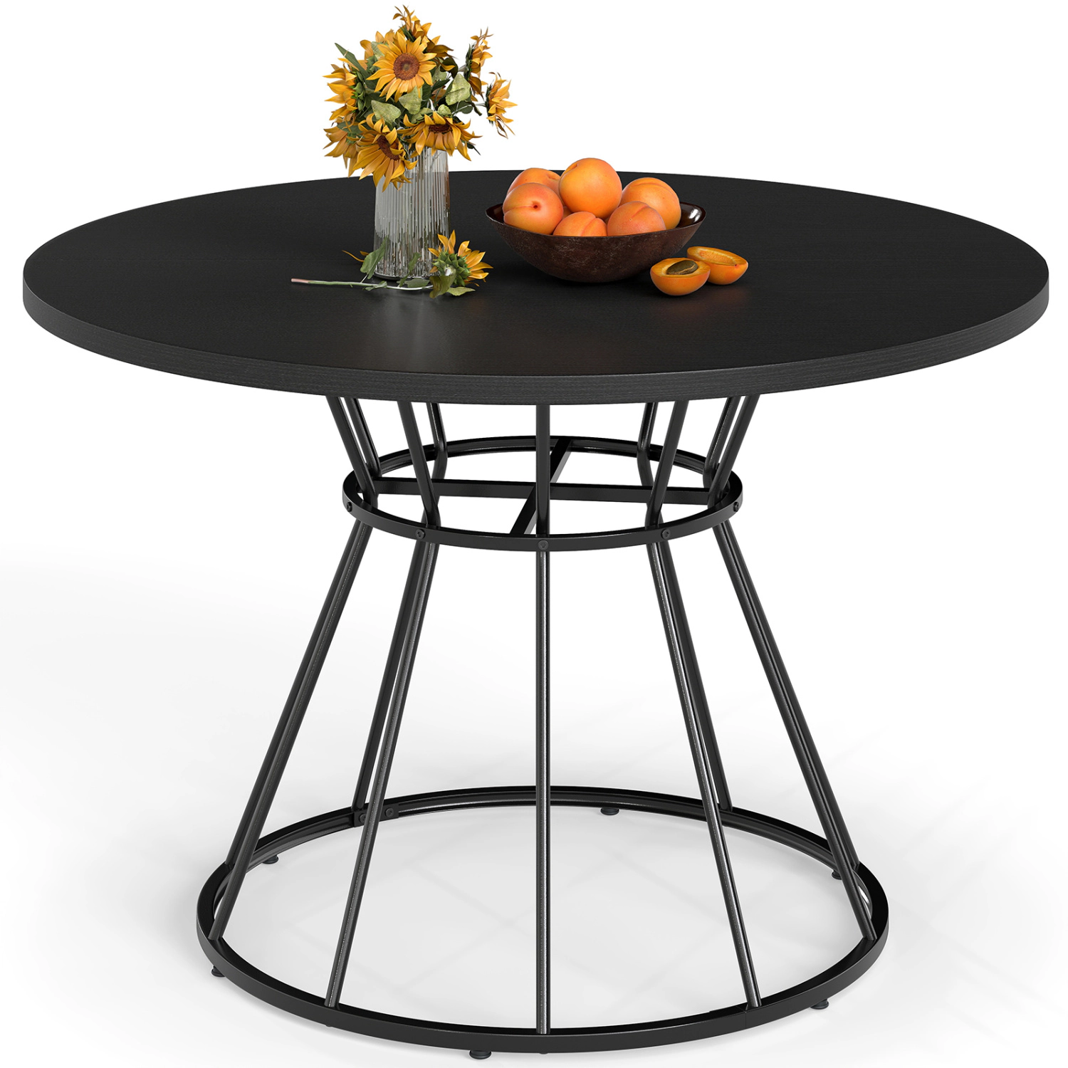 LJG 47 Inches Round Dining Table for 4 Farmhouse Kitchen with Wooden Tabletop