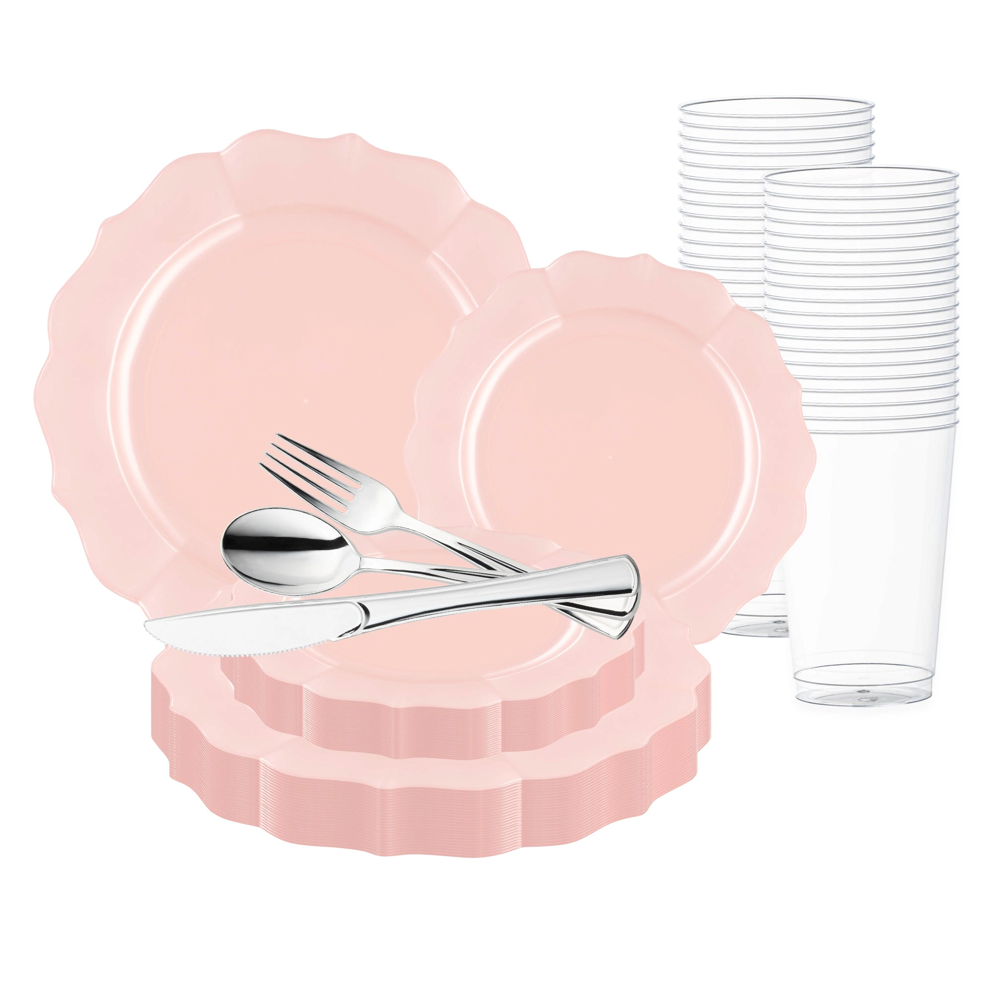 Smarty Had A Party Pearl Pink Round Lotus Plastic Wedding Value Set