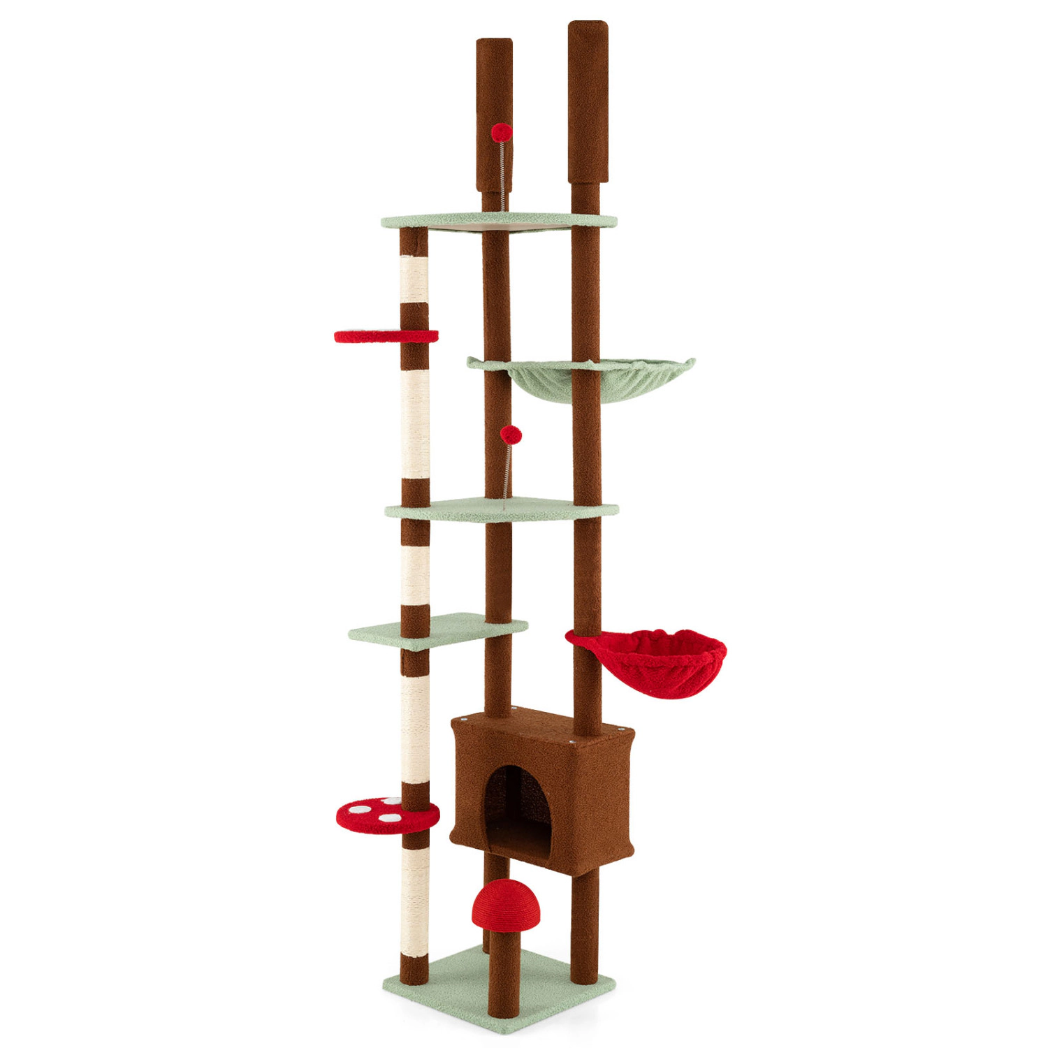 SlickBlue Unisex Adjustable Mushroom Cat Tree with Condo and Hammock