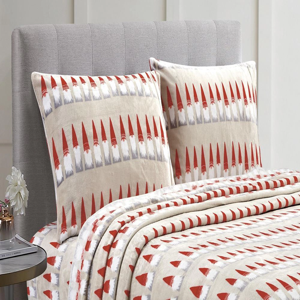Plazatex Gnome Santa Wrinkle Resistant Ultra Soft Premium All Season Bed Sheet Set Full Beige