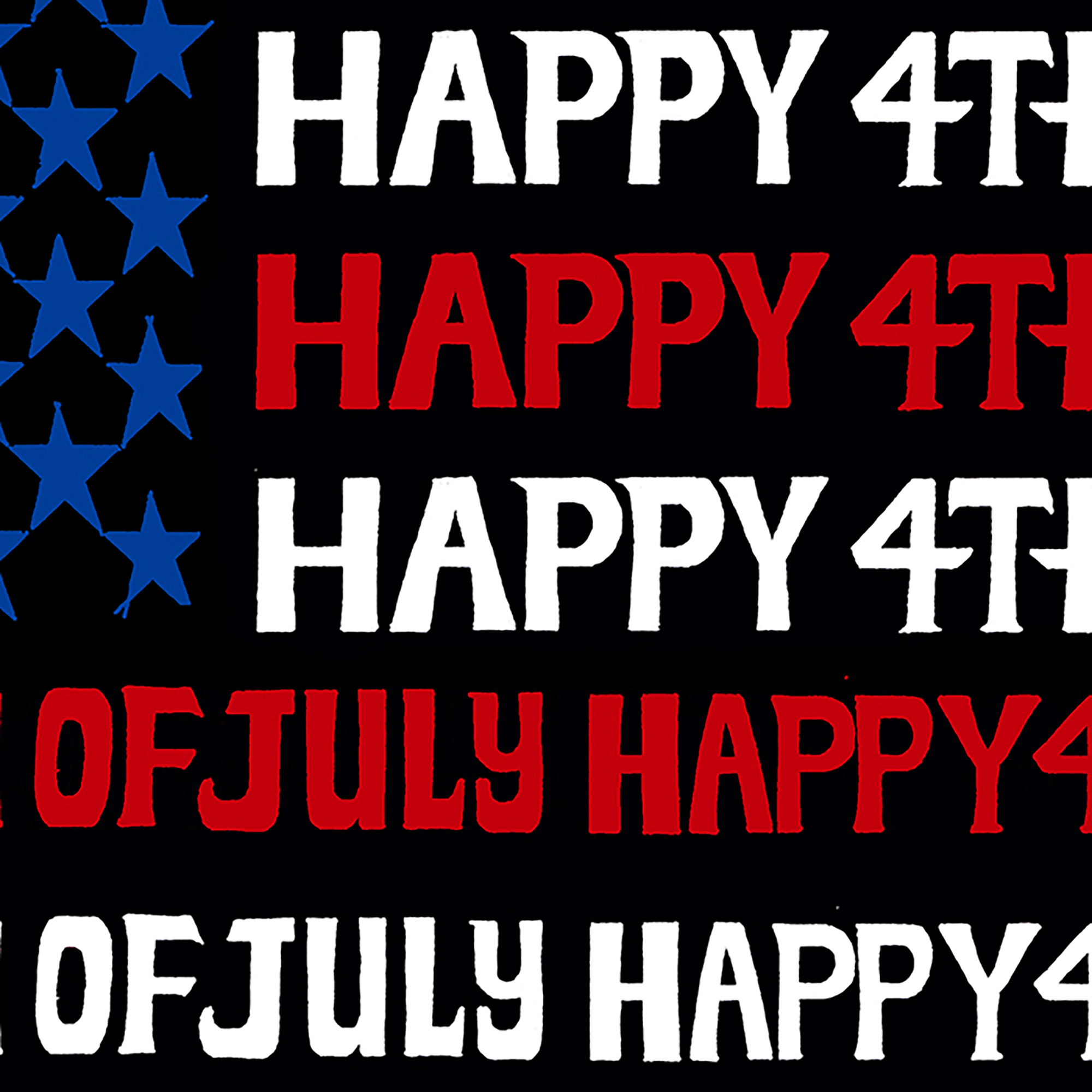 LA Pop Art Men's Cotton/Poly Blend Word T-Shirt - Happy 4th of July